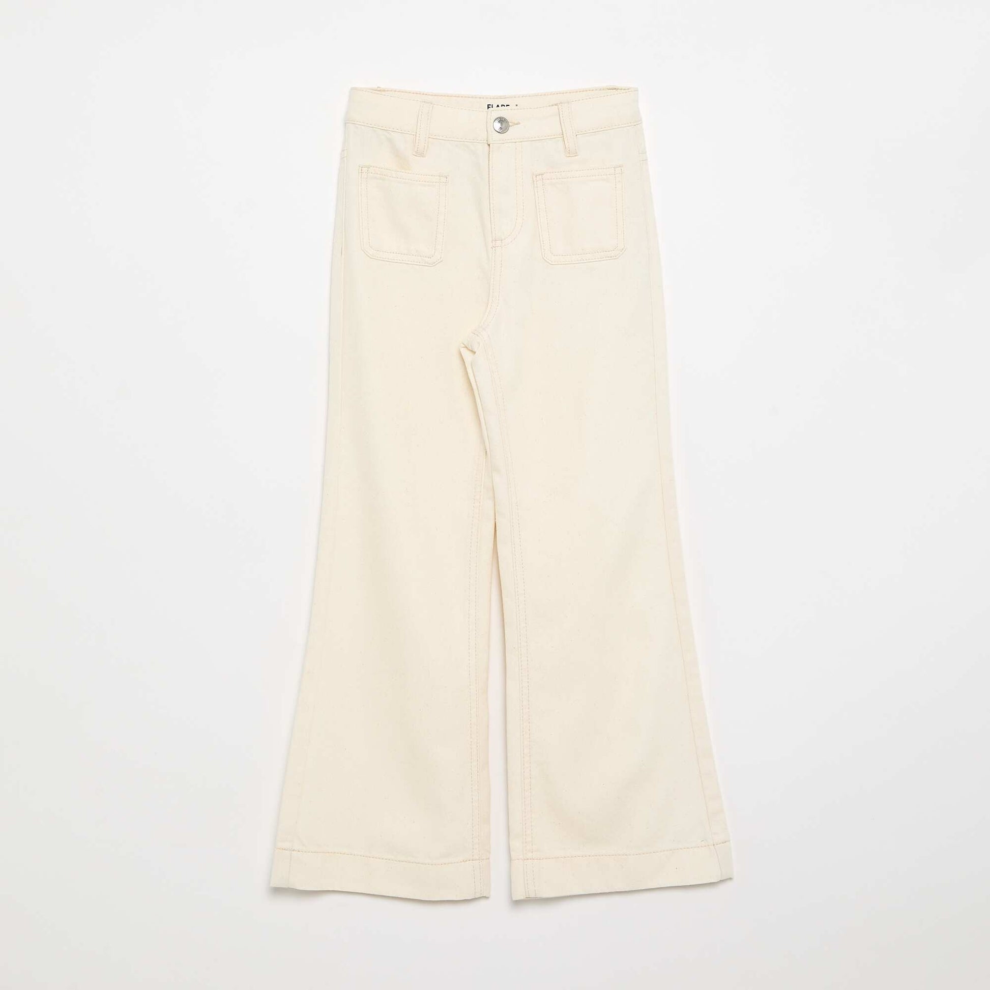 Denim Flare Trousers WHITE