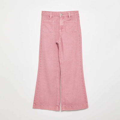 Denim Flare Trousers PINK