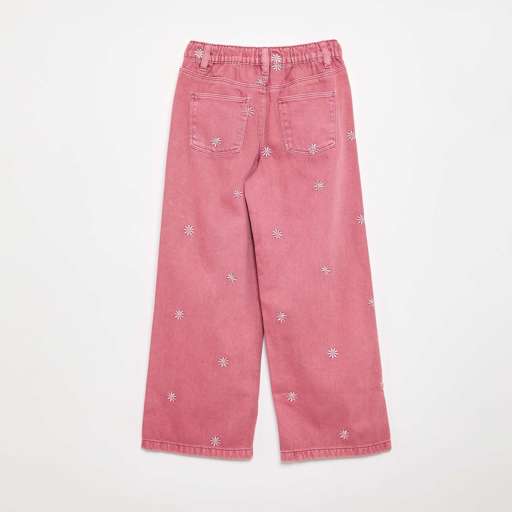 Embroidered Denim Pants PINK