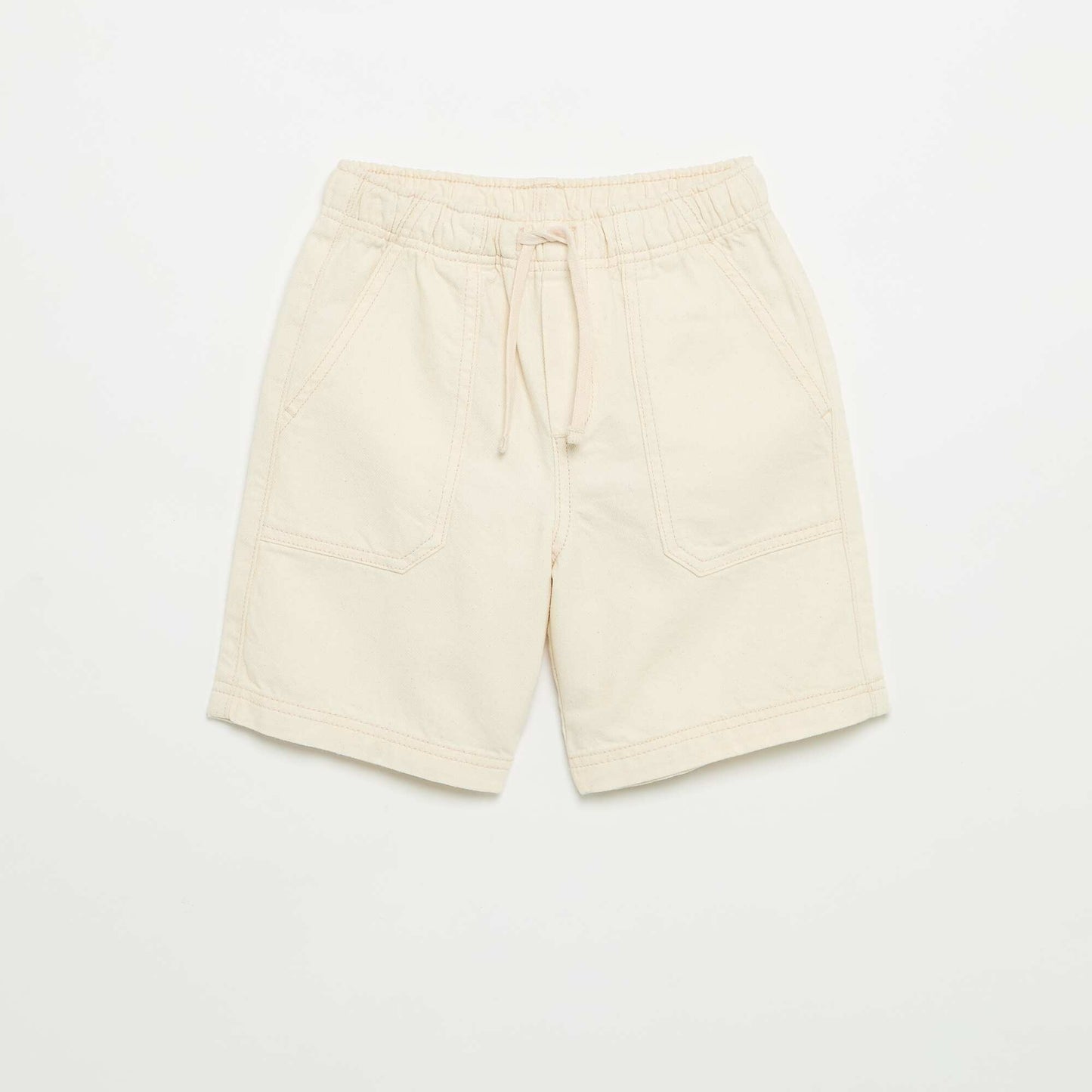 Plain Shorts with Elasticated Waist ECRU
