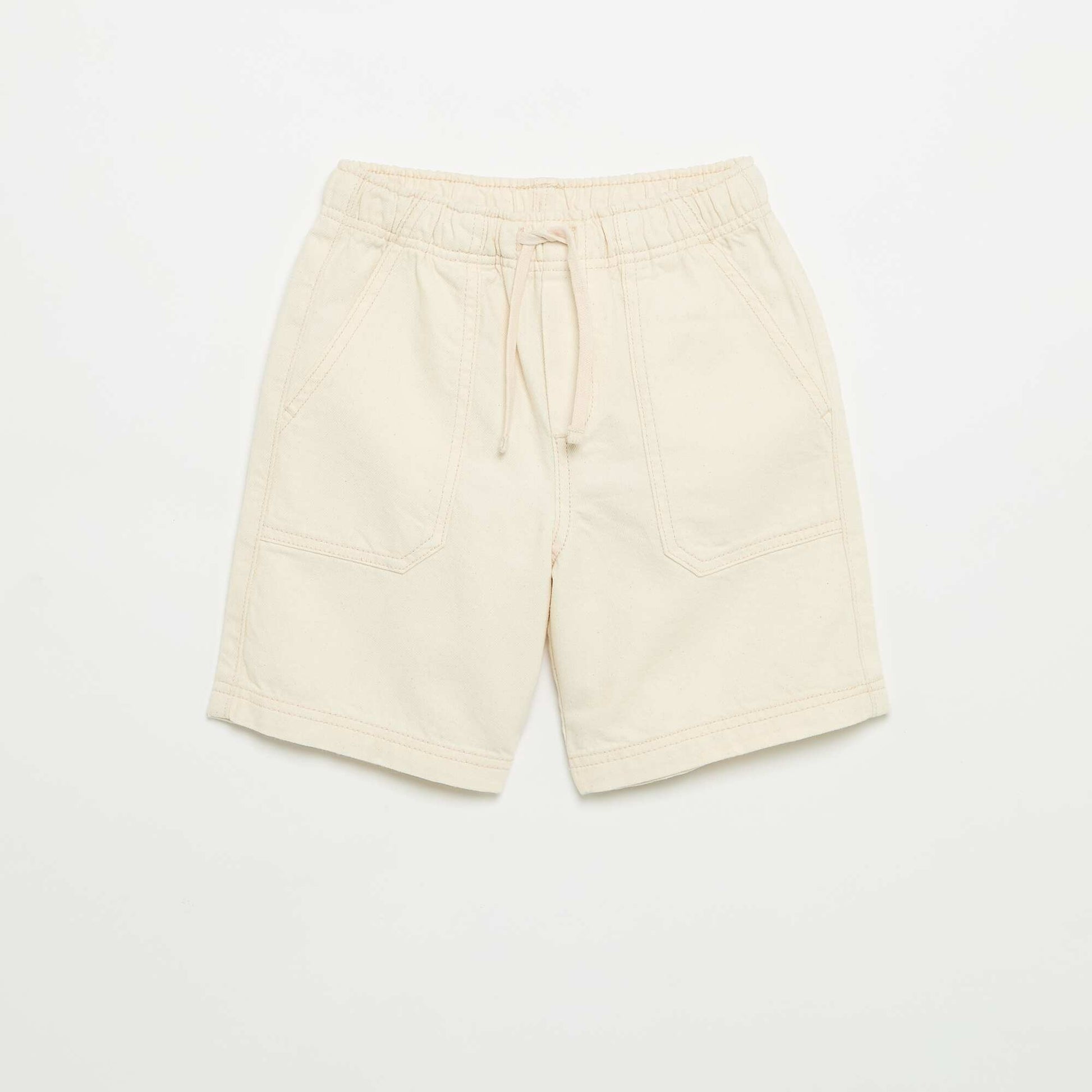 Plain Shorts with Elasticated Waist ECRU