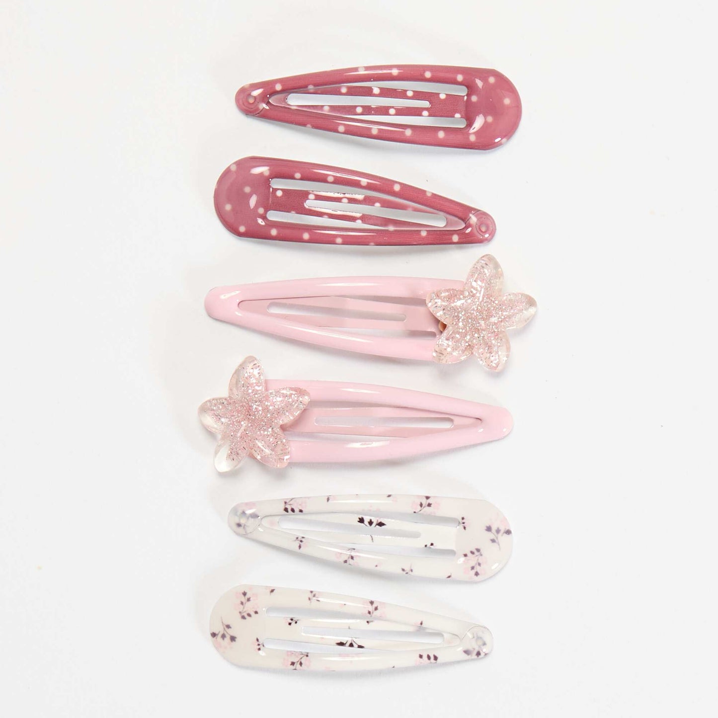 Set of 6 snap clips PINK