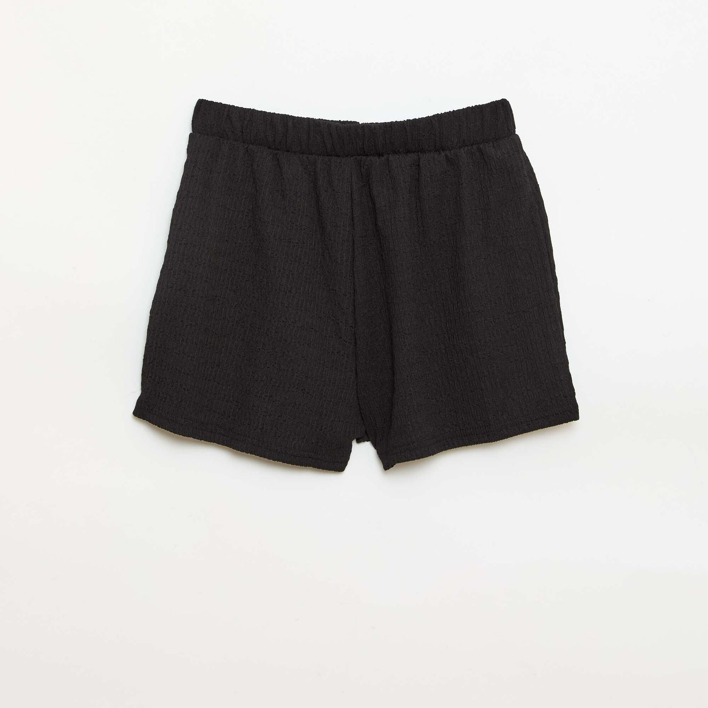 Waffle knit shorts BLACK