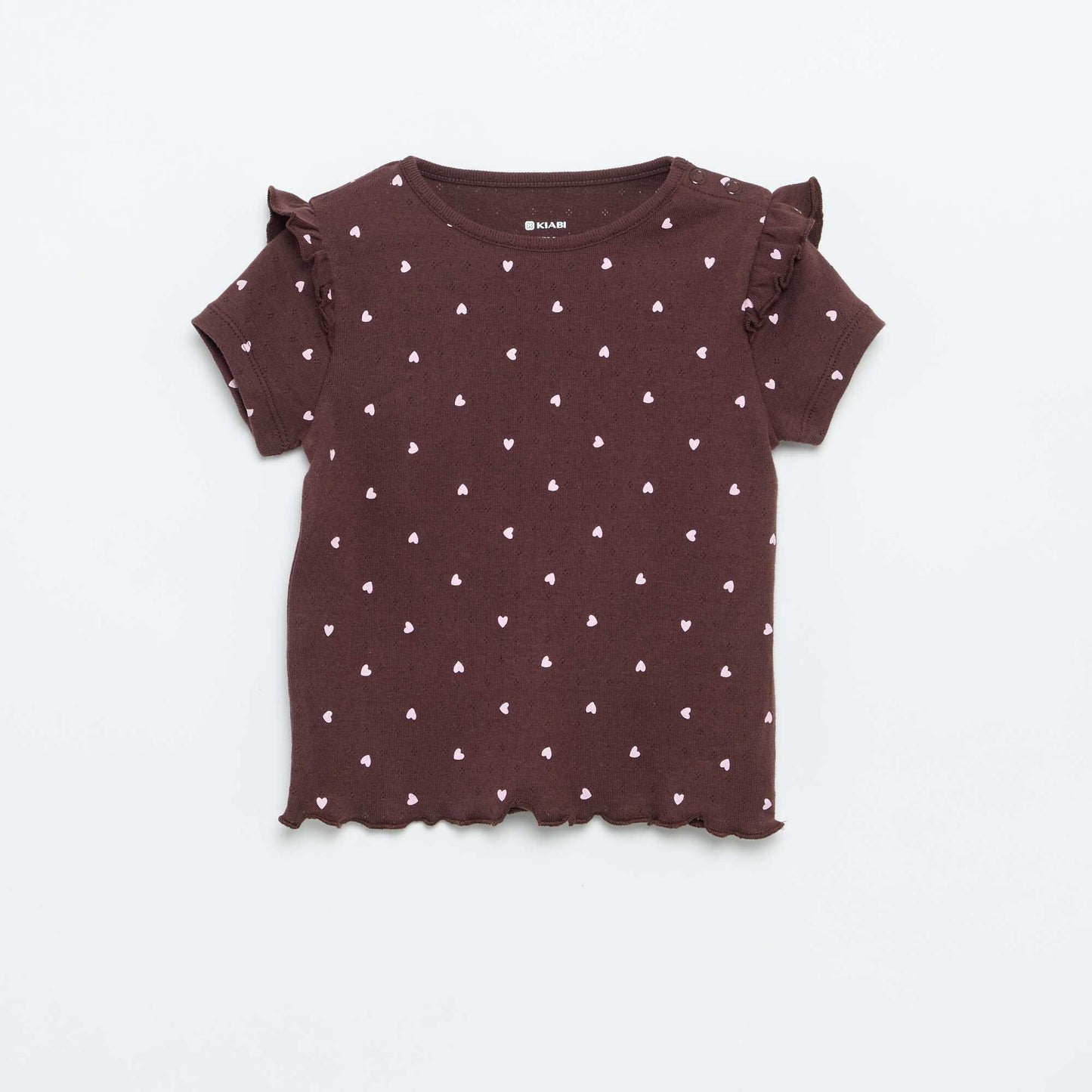 2-piece short pointelle knit pajama set BROWN