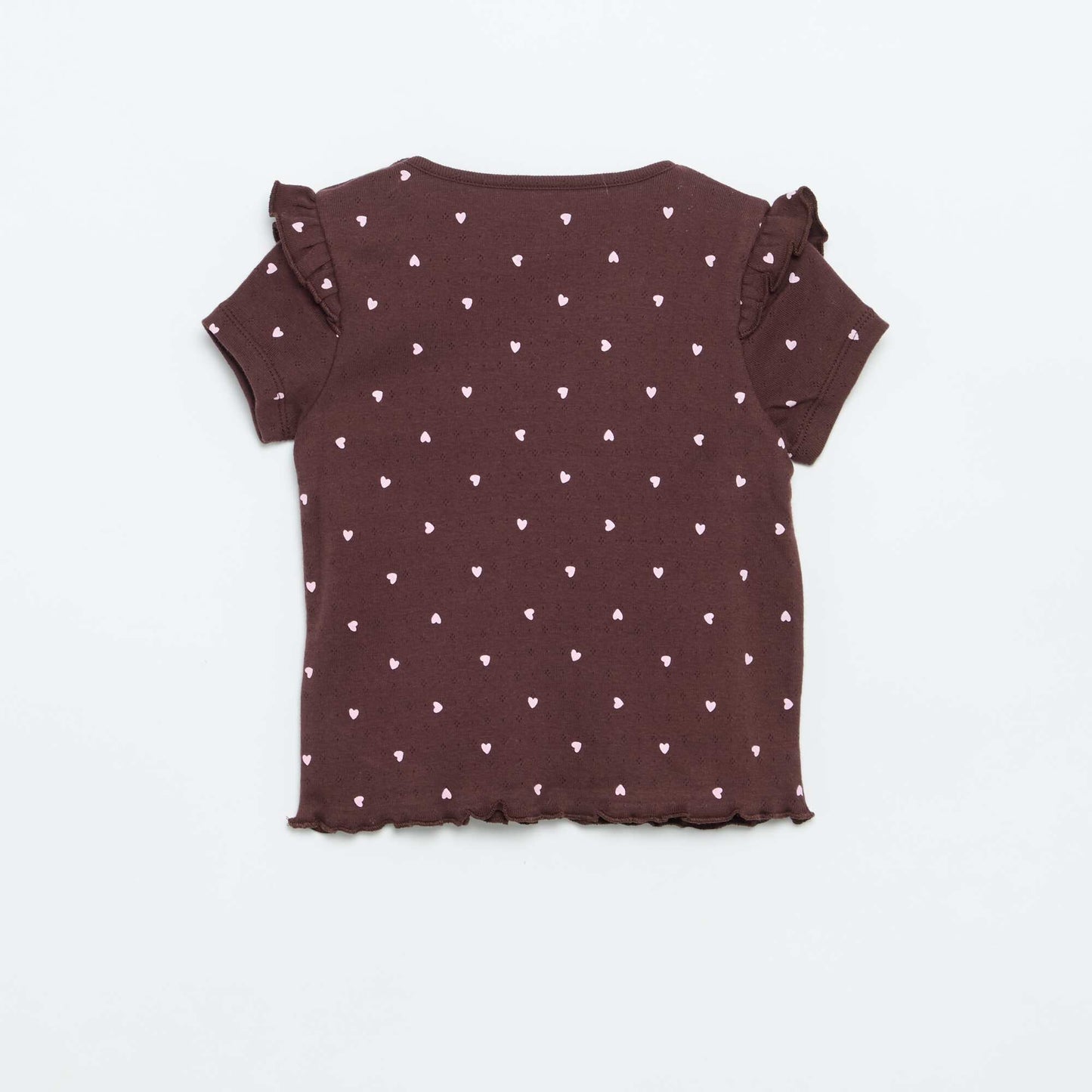 2-piece short pointelle knit pajama set BROWN