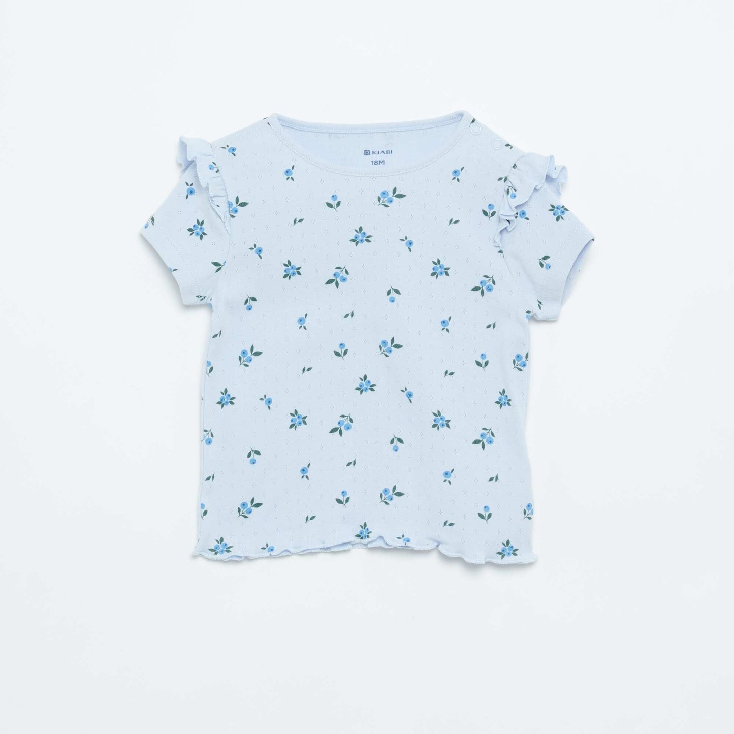 2-piece short pointelle knit pajama set BLUE