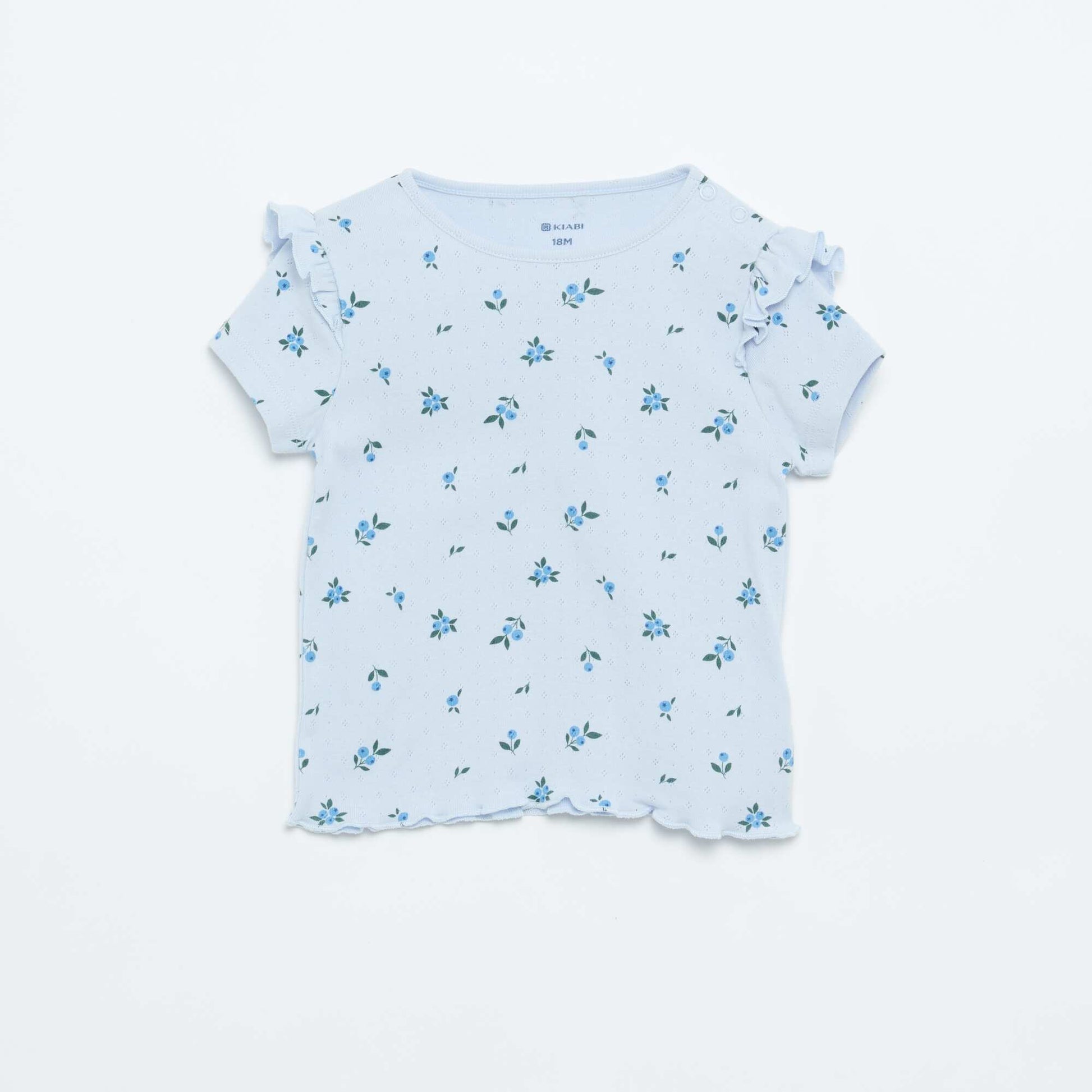 2-piece short pointelle knit pajama set BLUE