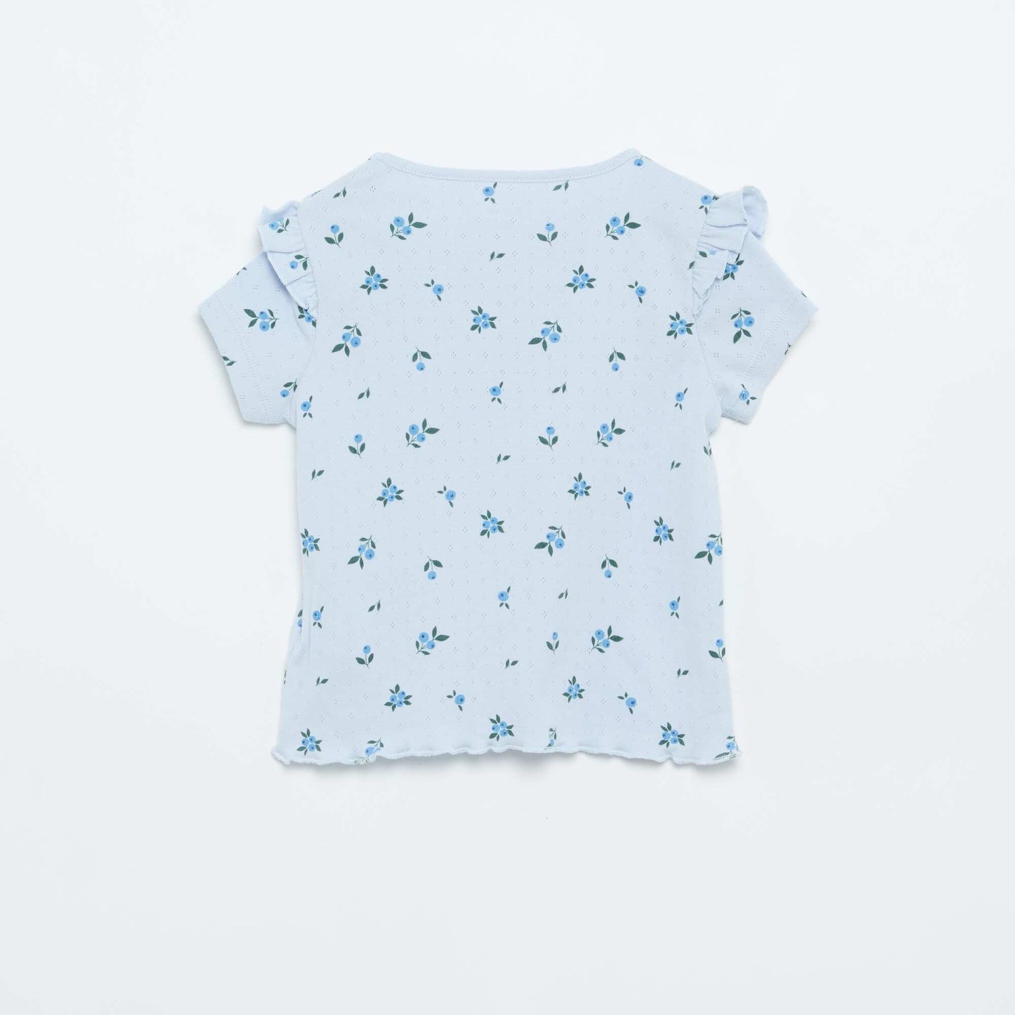2-piece short pointelle knit pajama set BLUE