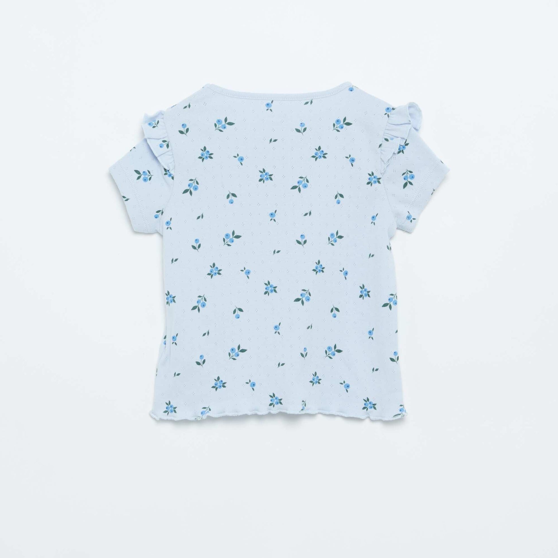 2-piece short pointelle knit pajama set BLUE