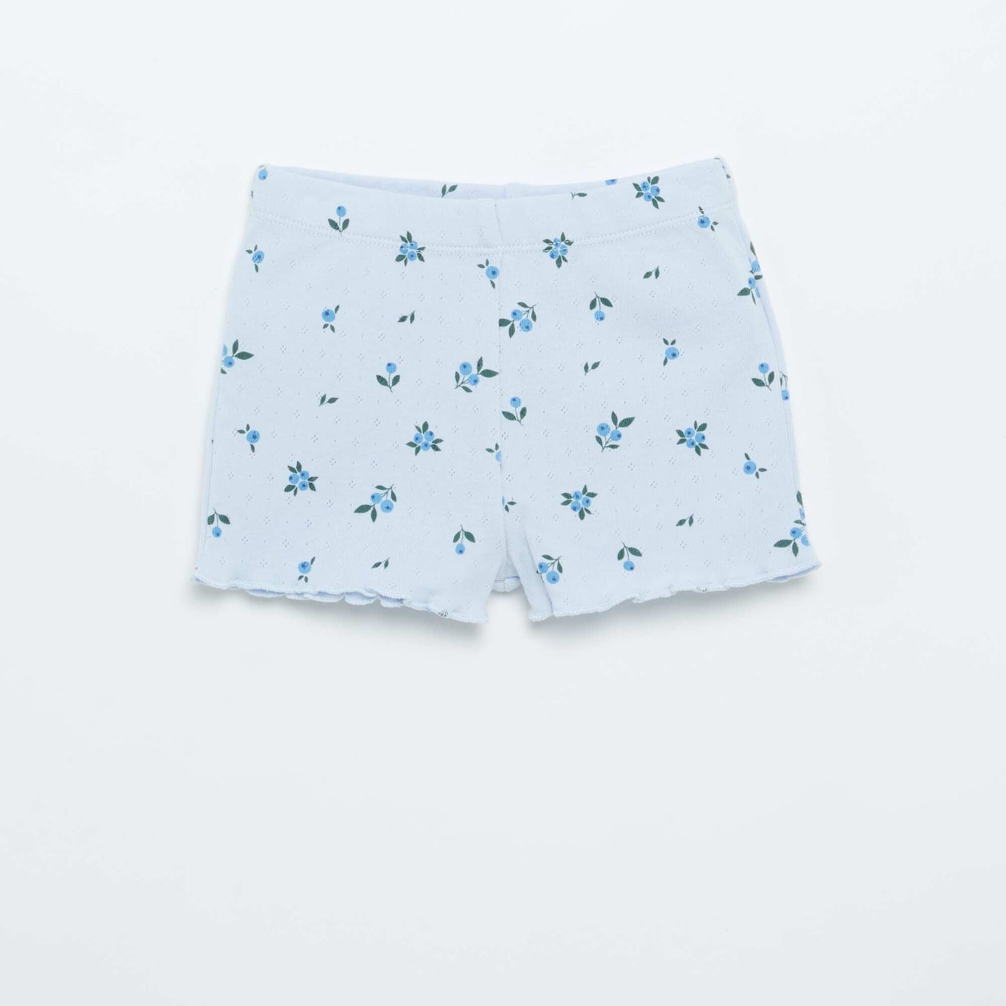 2-piece short pointelle knit pajama set BLUE