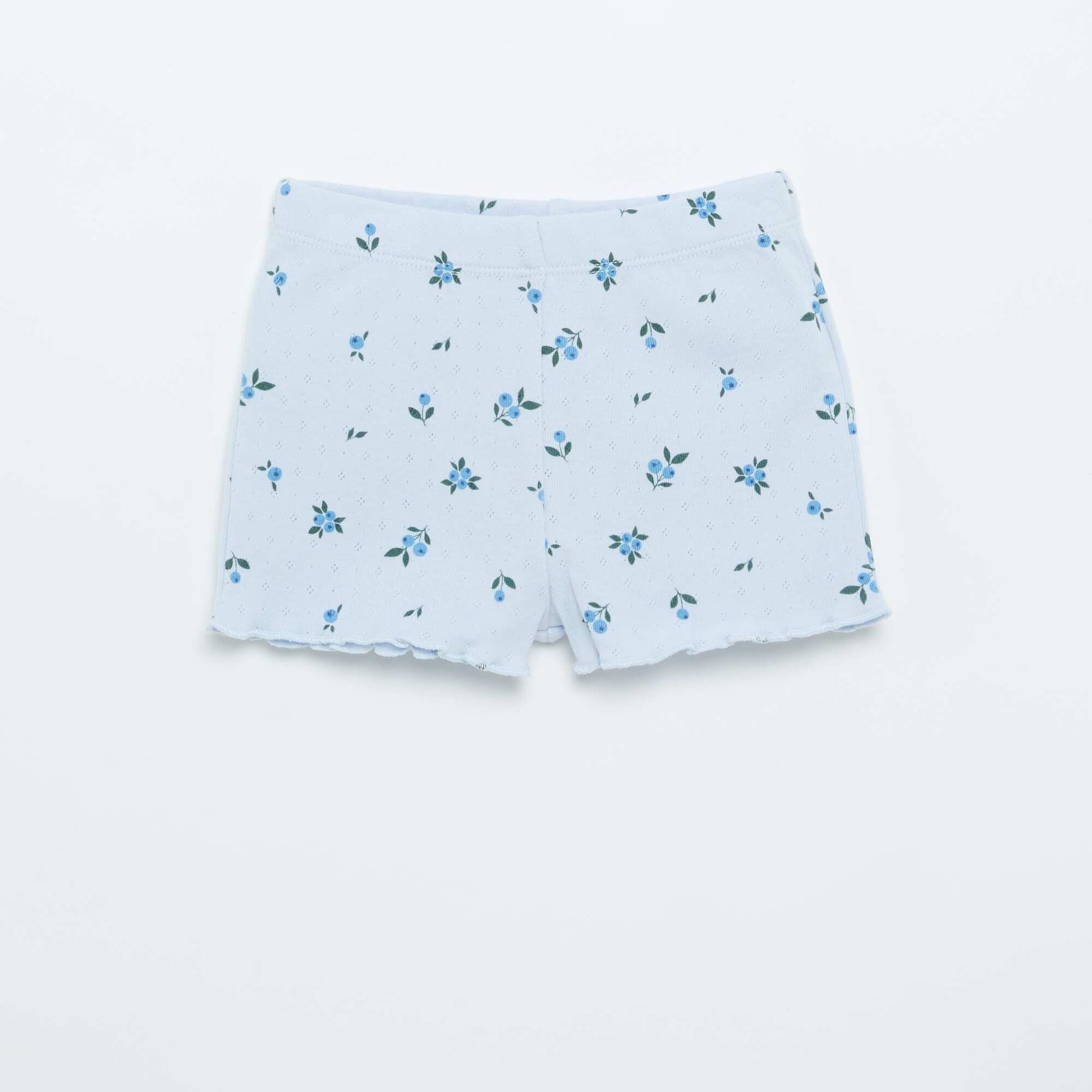 2-piece short pointelle knit pajama set BLUE