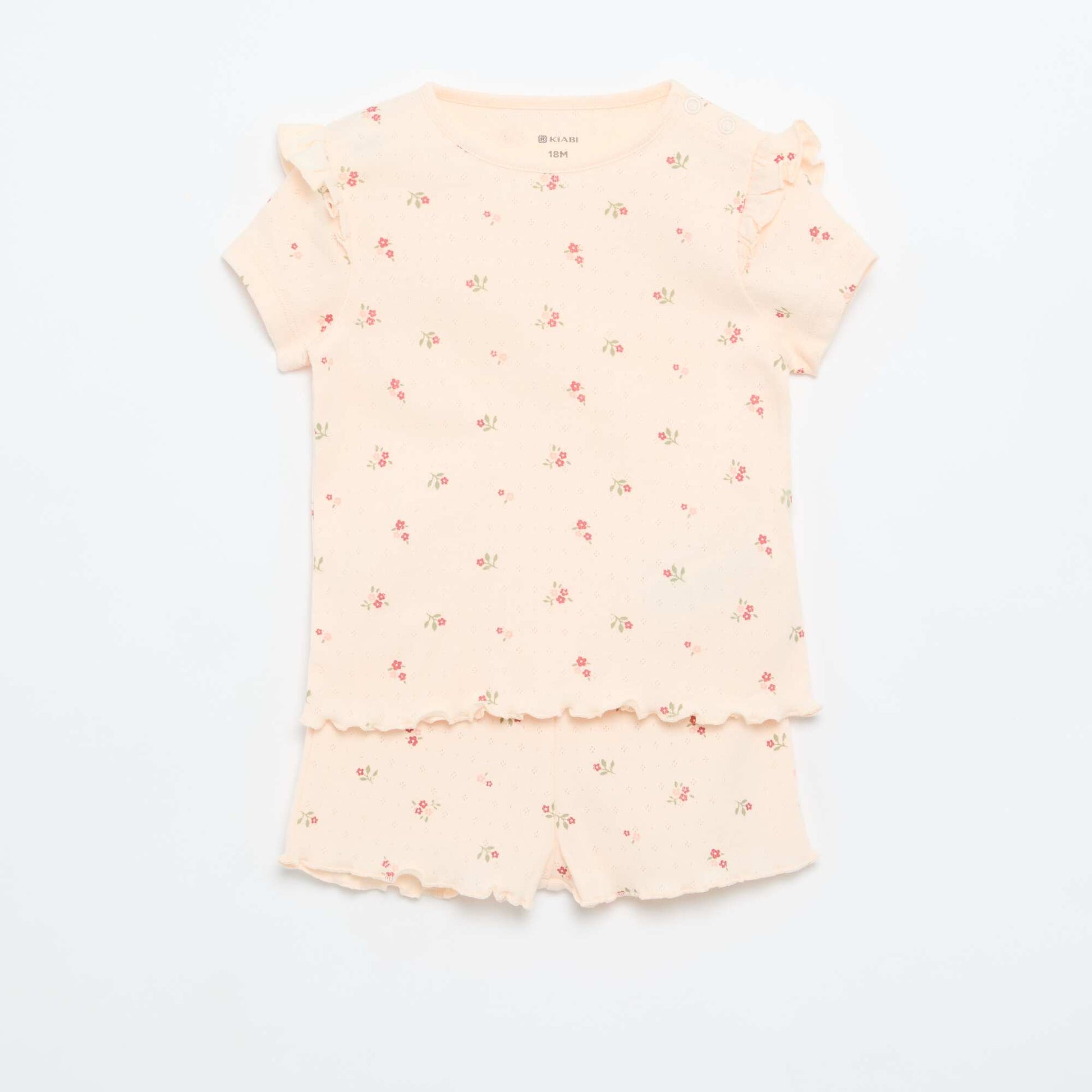 2-piece short pointelle knit pajama set PINK