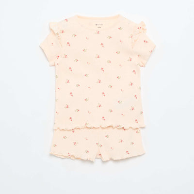 2-piece short pointelle knit pajama set PINK