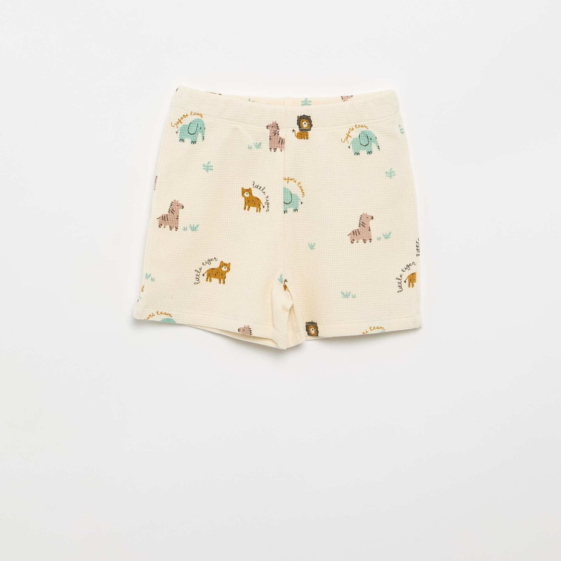 Ribbed knit 2-piece short pajamas BEIGE