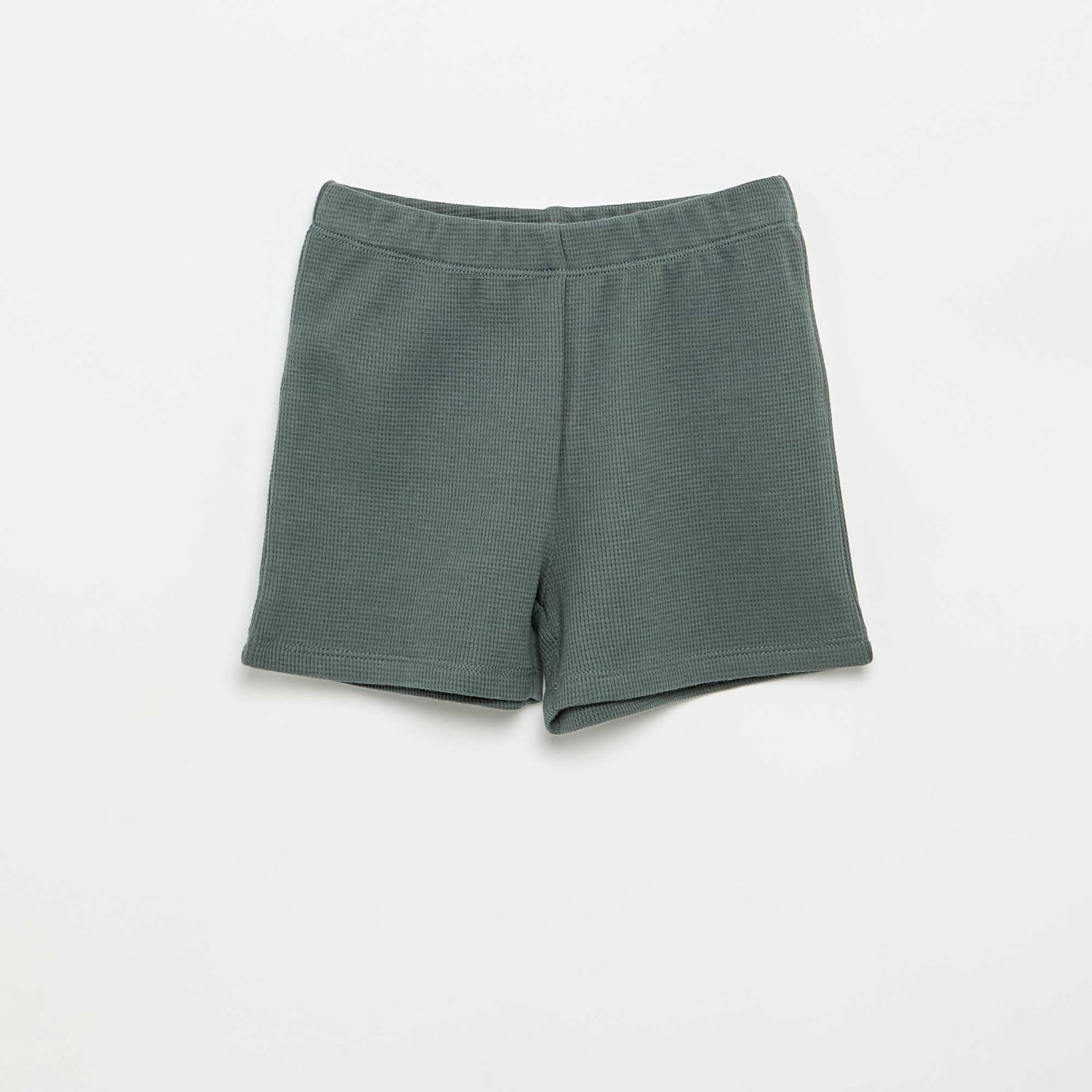 Ribbed knit 2-piece short pajamas GREEN