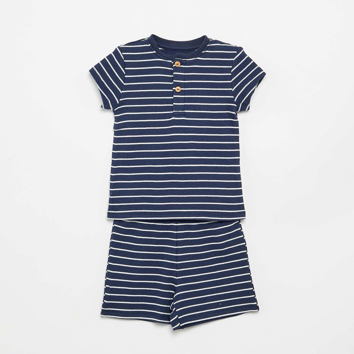 2-piece ribbed knit short pyjamas BLUE