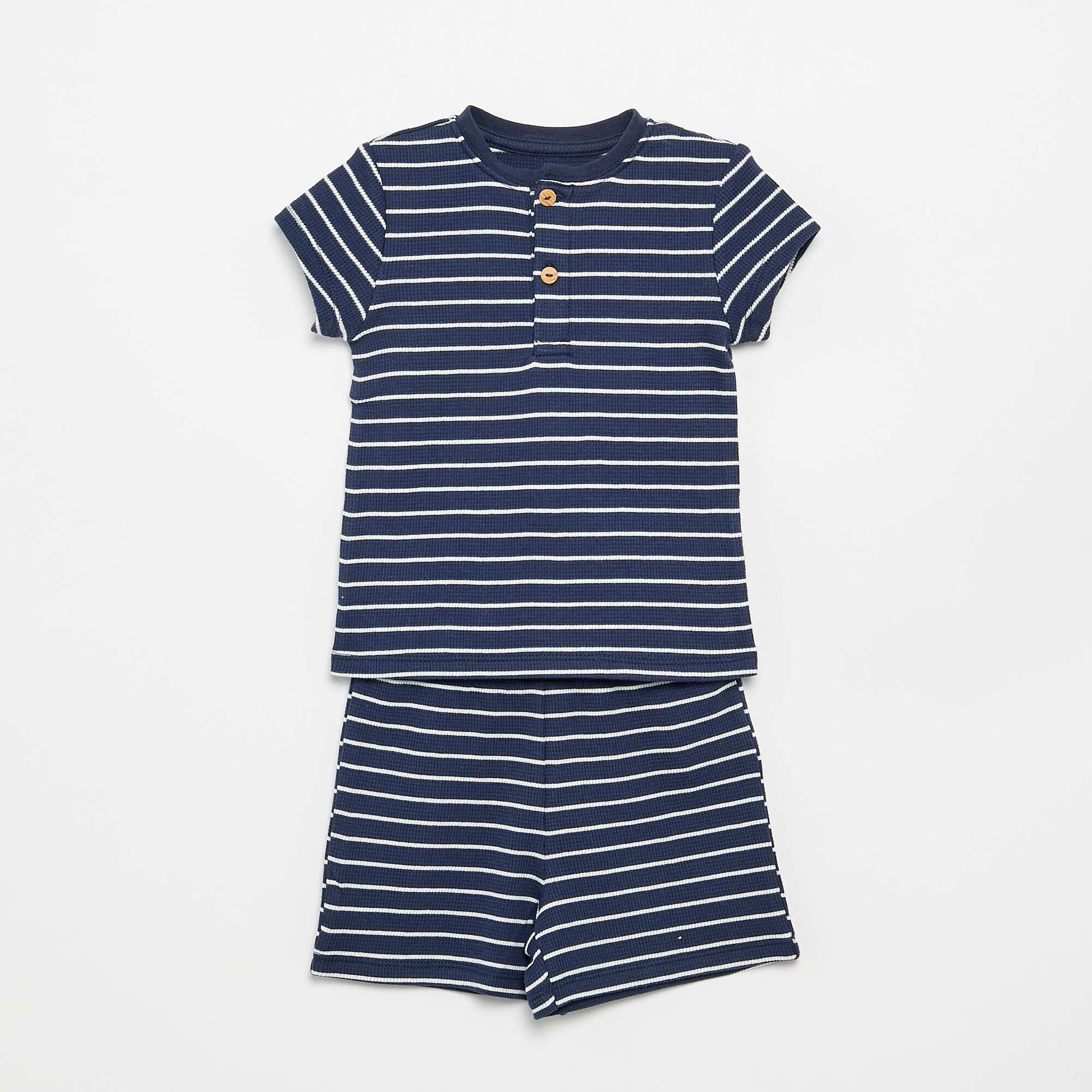 2-piece ribbed knit short pyjamas BLUE