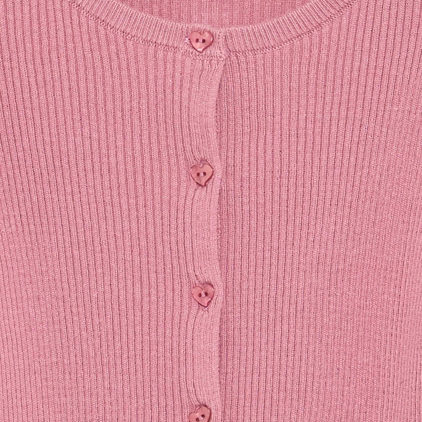 Long-sleeved ribbed knit cardigan PINK