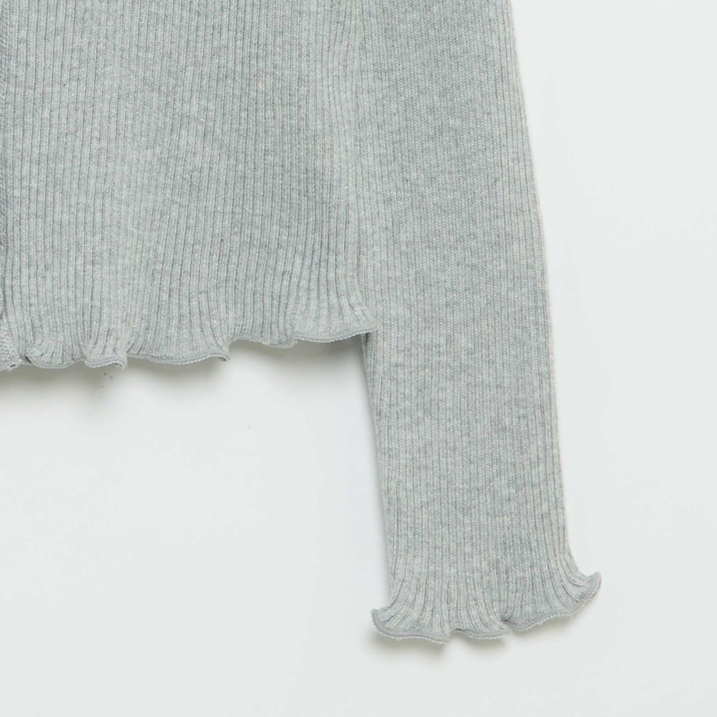 Long-sleeved ribbed knit cardigan GREY