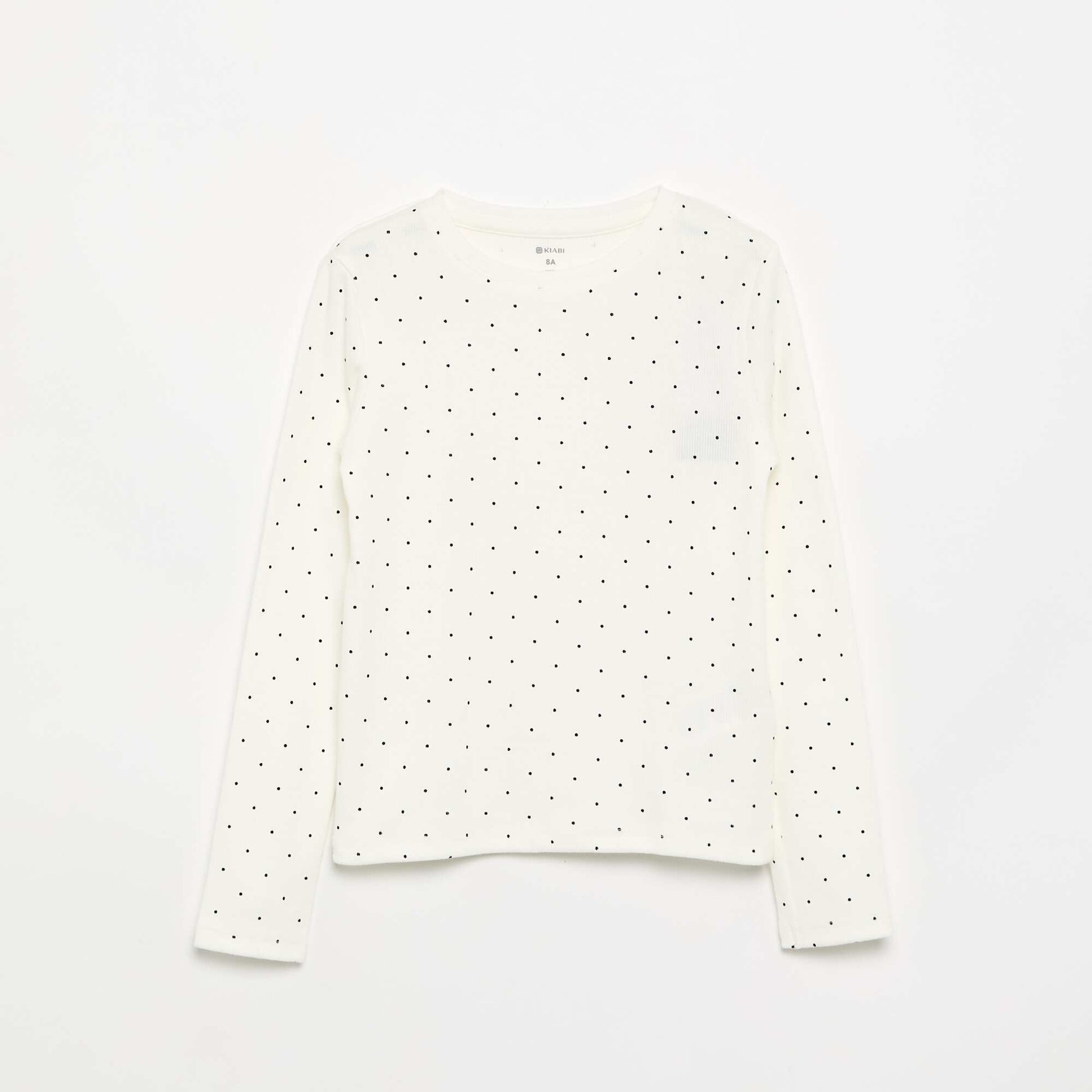 Long-sleeved ribbed knit T-shirt WHITE