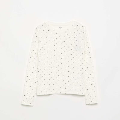 Long-sleeved ribbed knit T-shirt WHITE