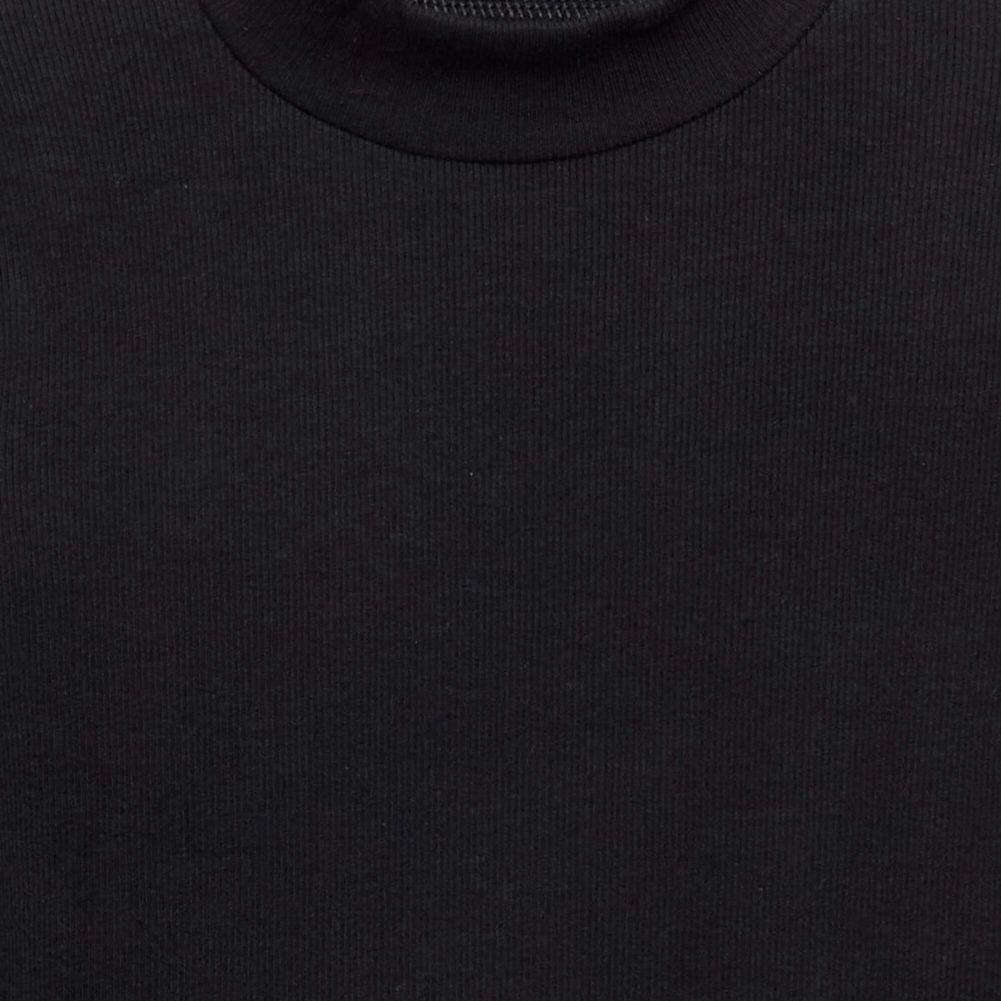 Solid Turtleneck with Lettuce Trim BLACK