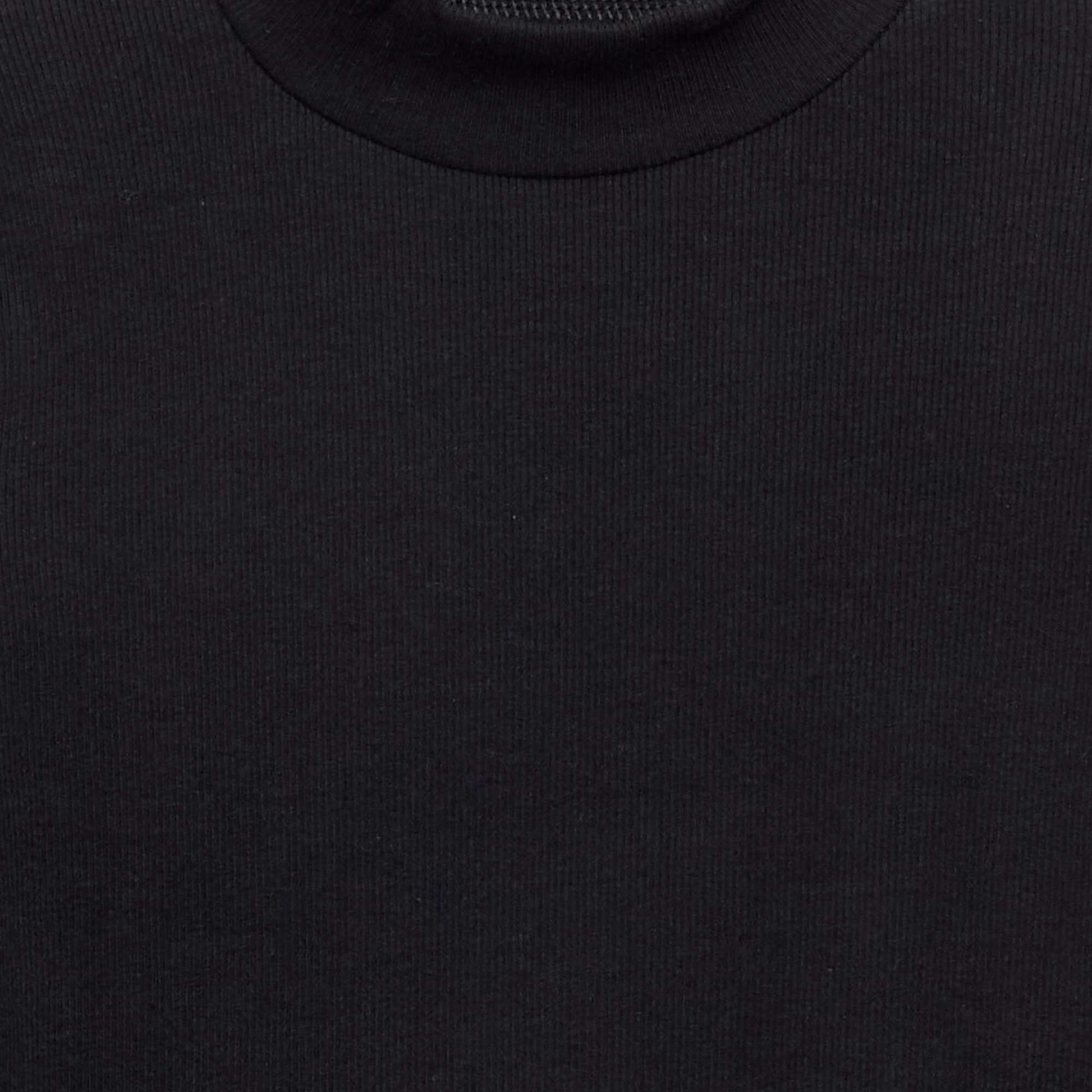 Solid Turtleneck with Lettuce Trim BLACK