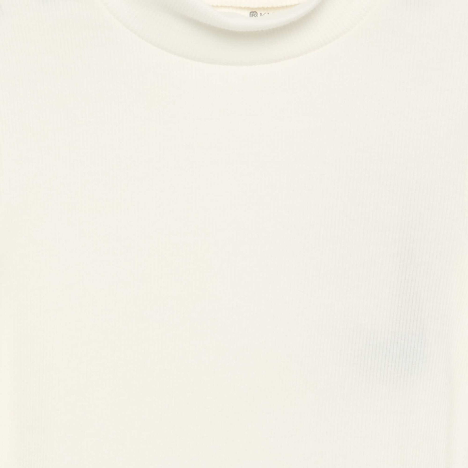 Solid Turtleneck with Lettuce Trim WHITE
