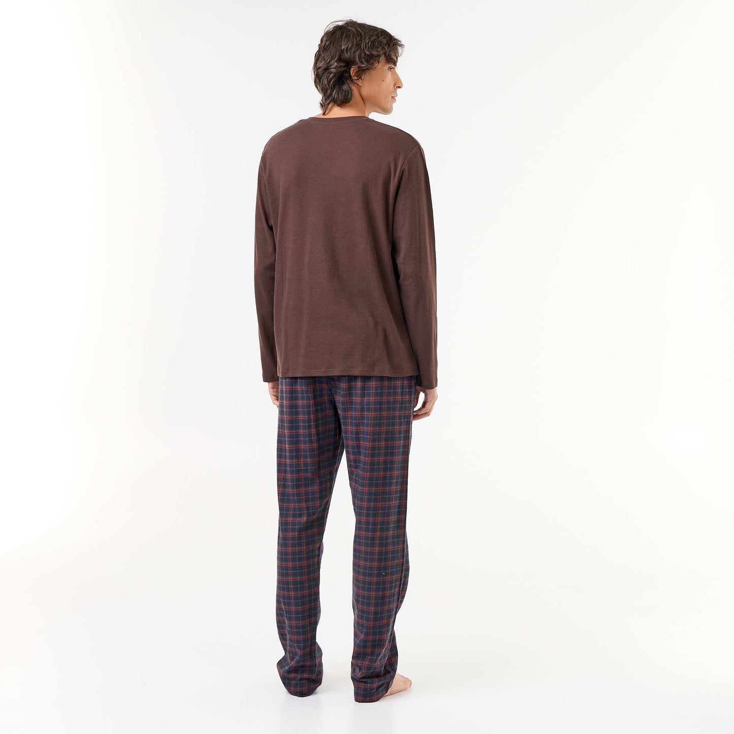 T-shirt + Flannel Trousers Pajama Set - 2 Pieces BROWN