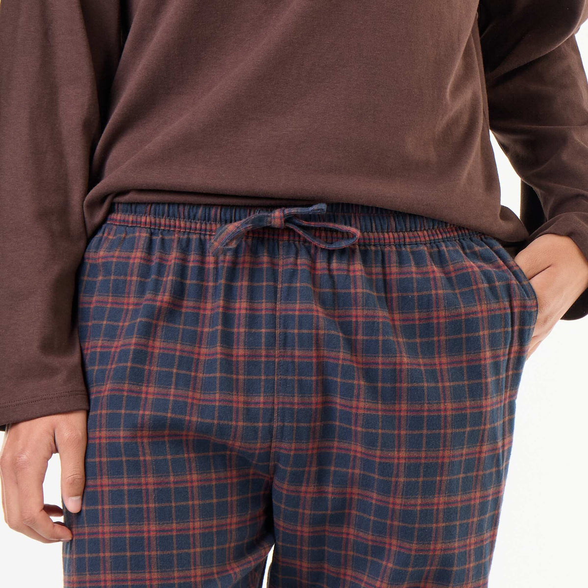T-shirt + Flannel Trousers Pajama Set - 2 Pieces BROWN
