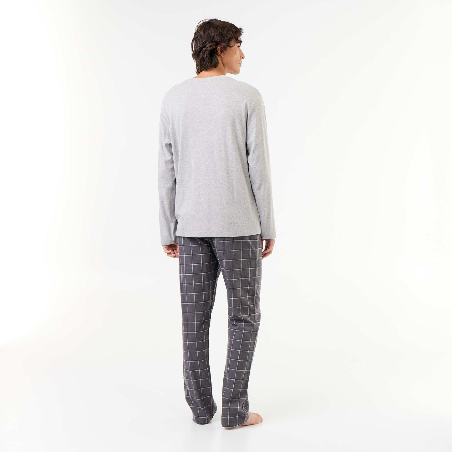 T-shirt + Flannel Trousers Pajama Set - 2 Pieces GREY