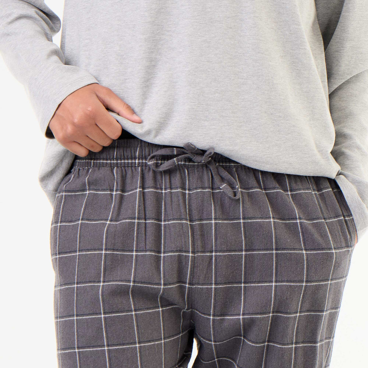 T-shirt + Flannel Trousers Pajama Set - 2 Pieces GREY