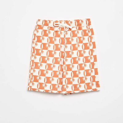 Printed French Terry Bermuda Shorts RED