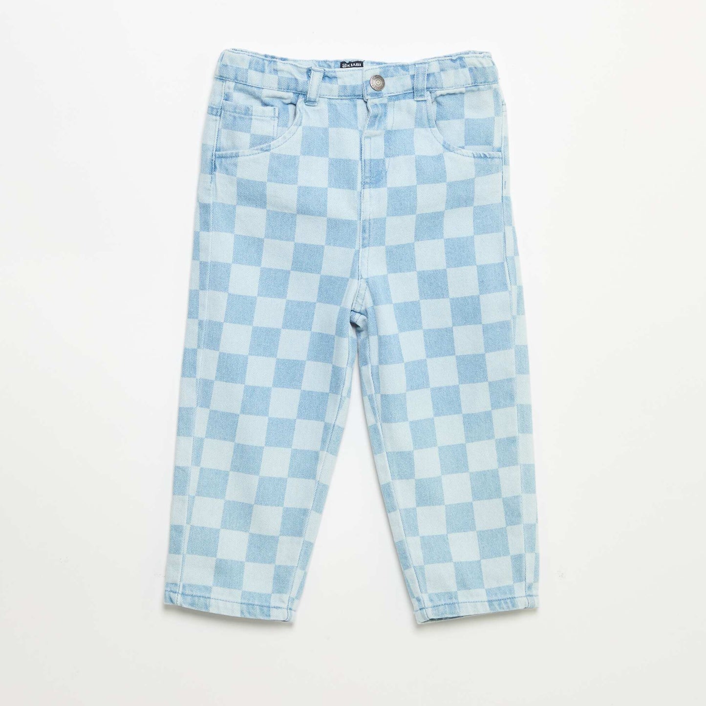 Checked denim trousers BLUE