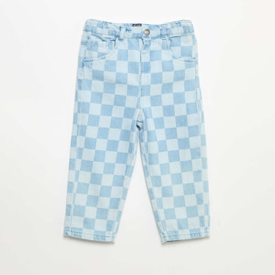 Checked denim trousers BLUE