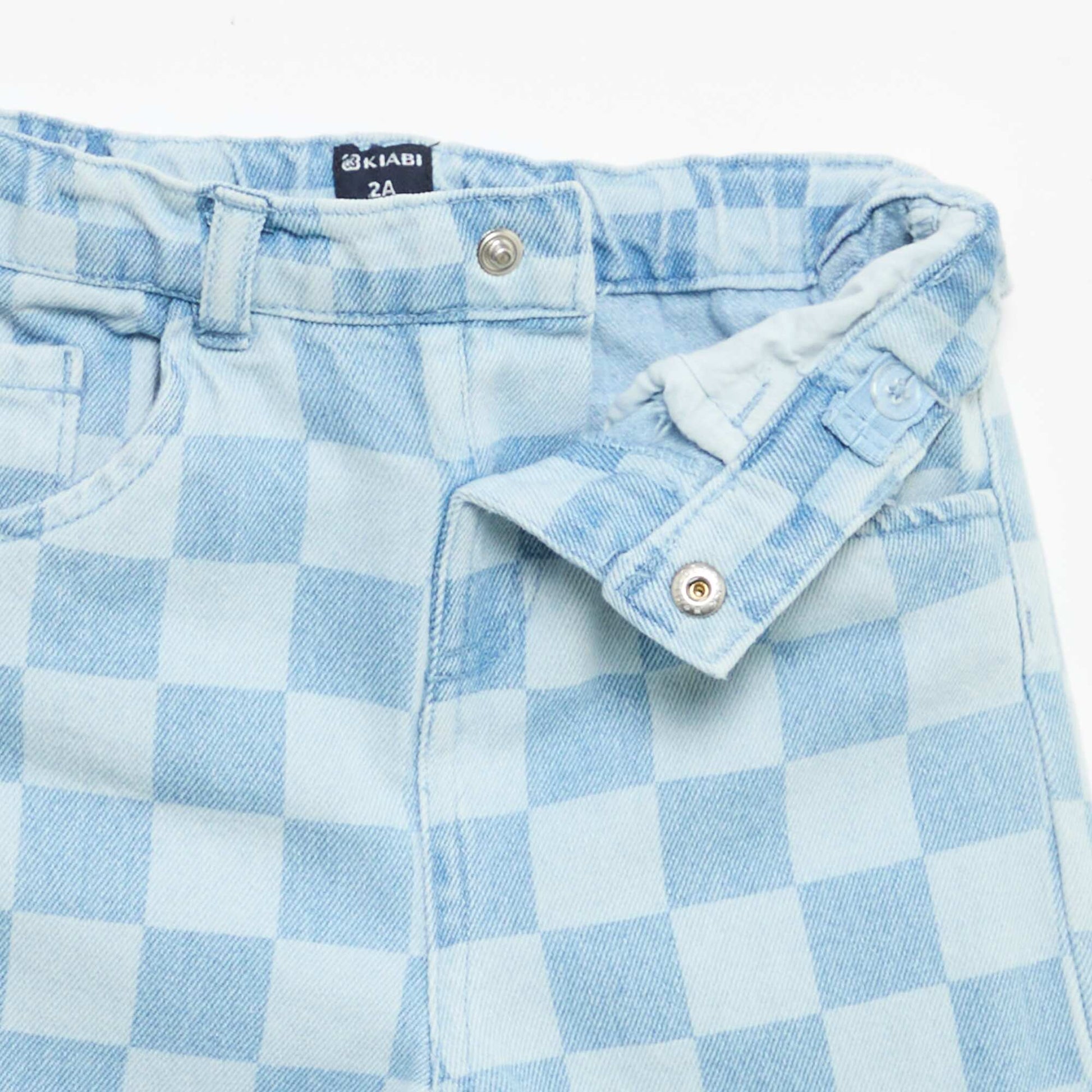 Checked denim trousers BLUE