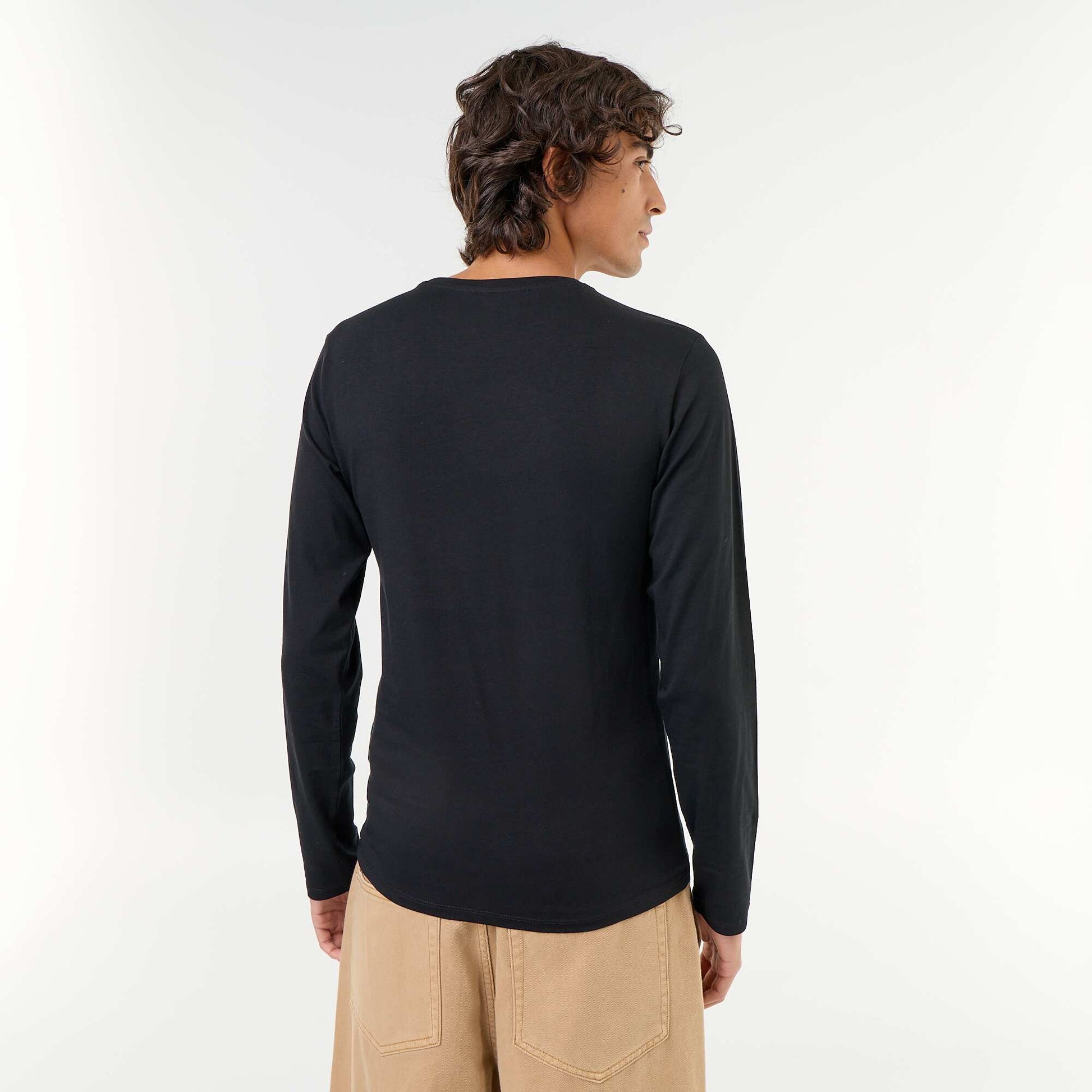 Plain Long-Sleeved T-Shirt BLACK