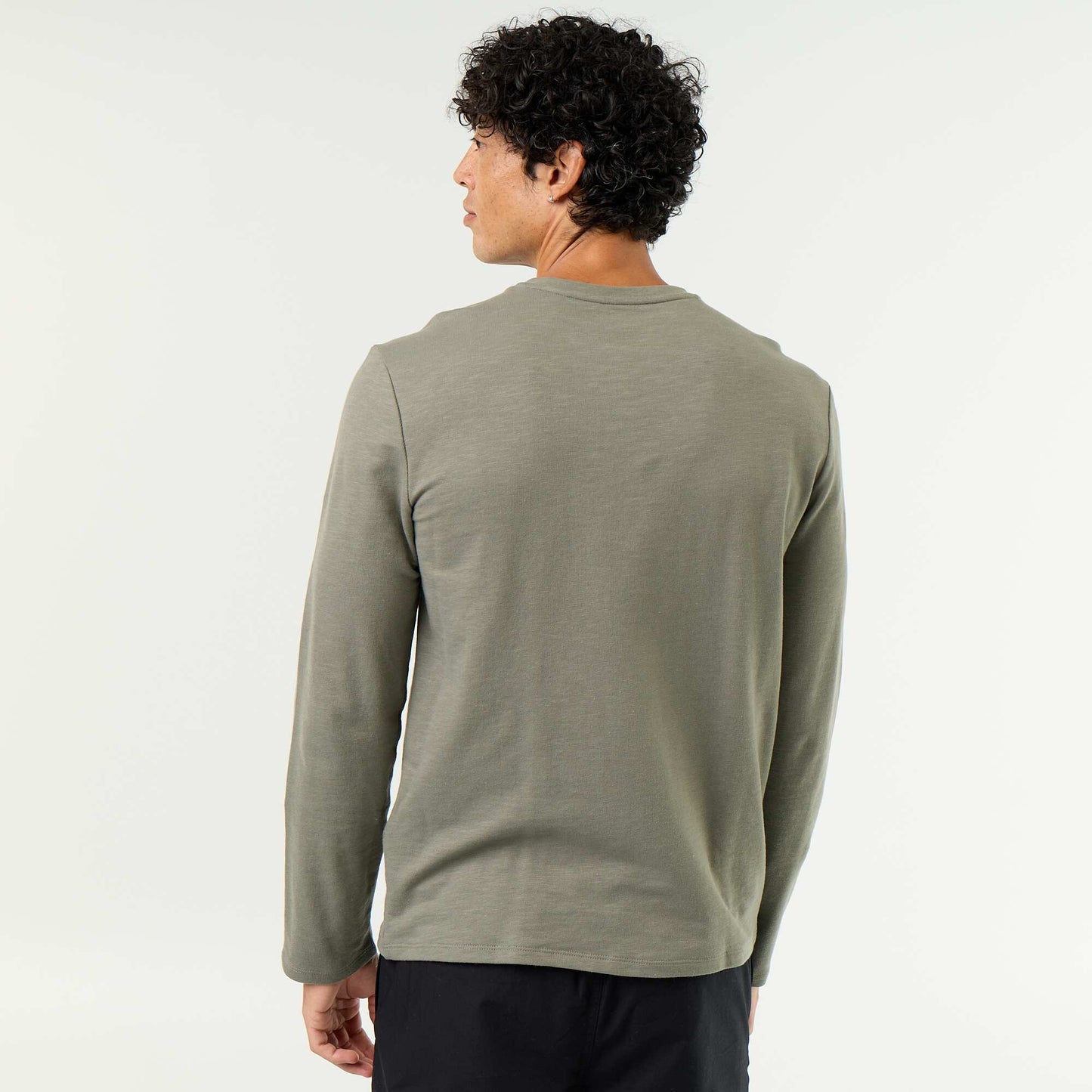 Men's Long-Sleeved Henley T-shirt GREEN
