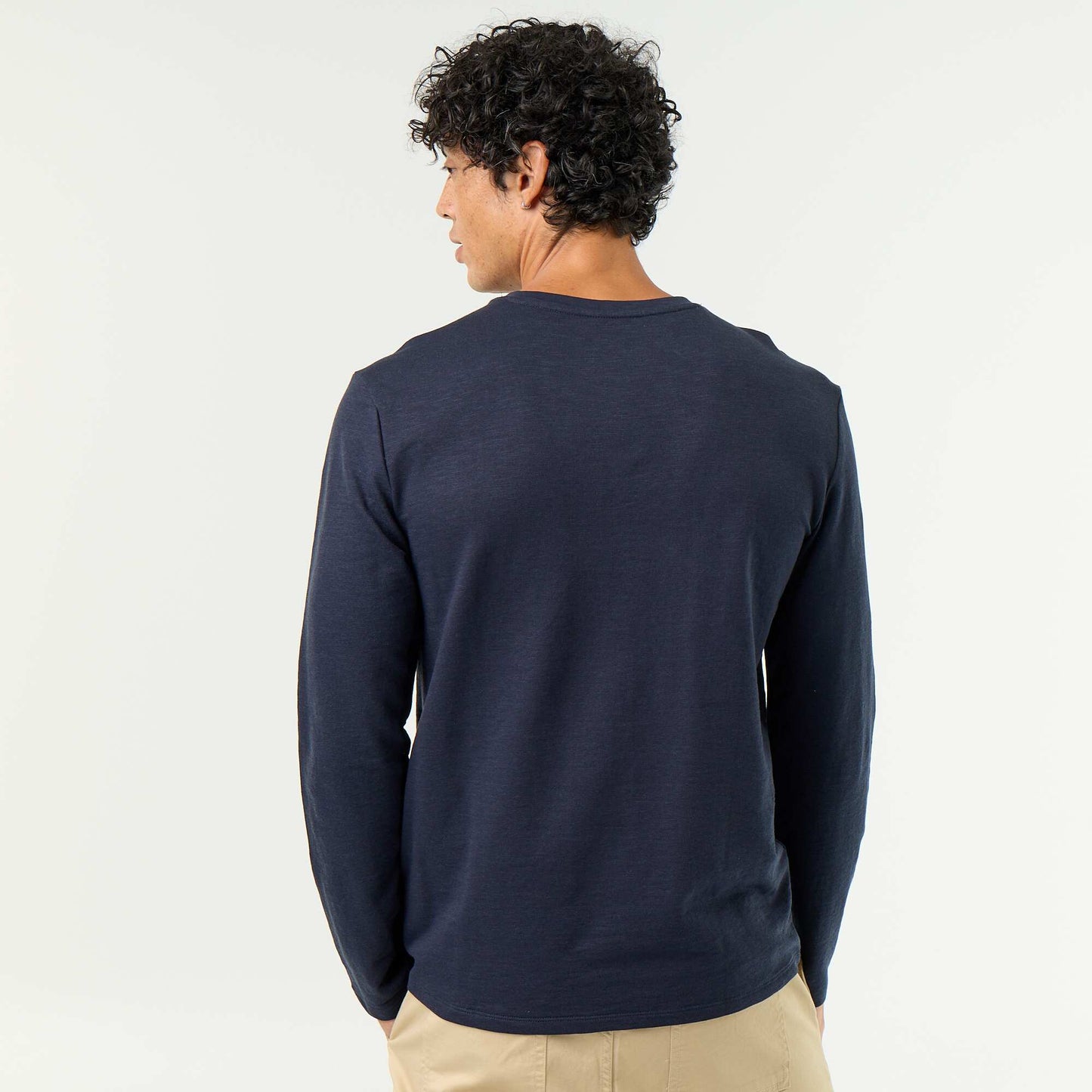 Men's Long-Sleeved Henley T-shirt BLUE