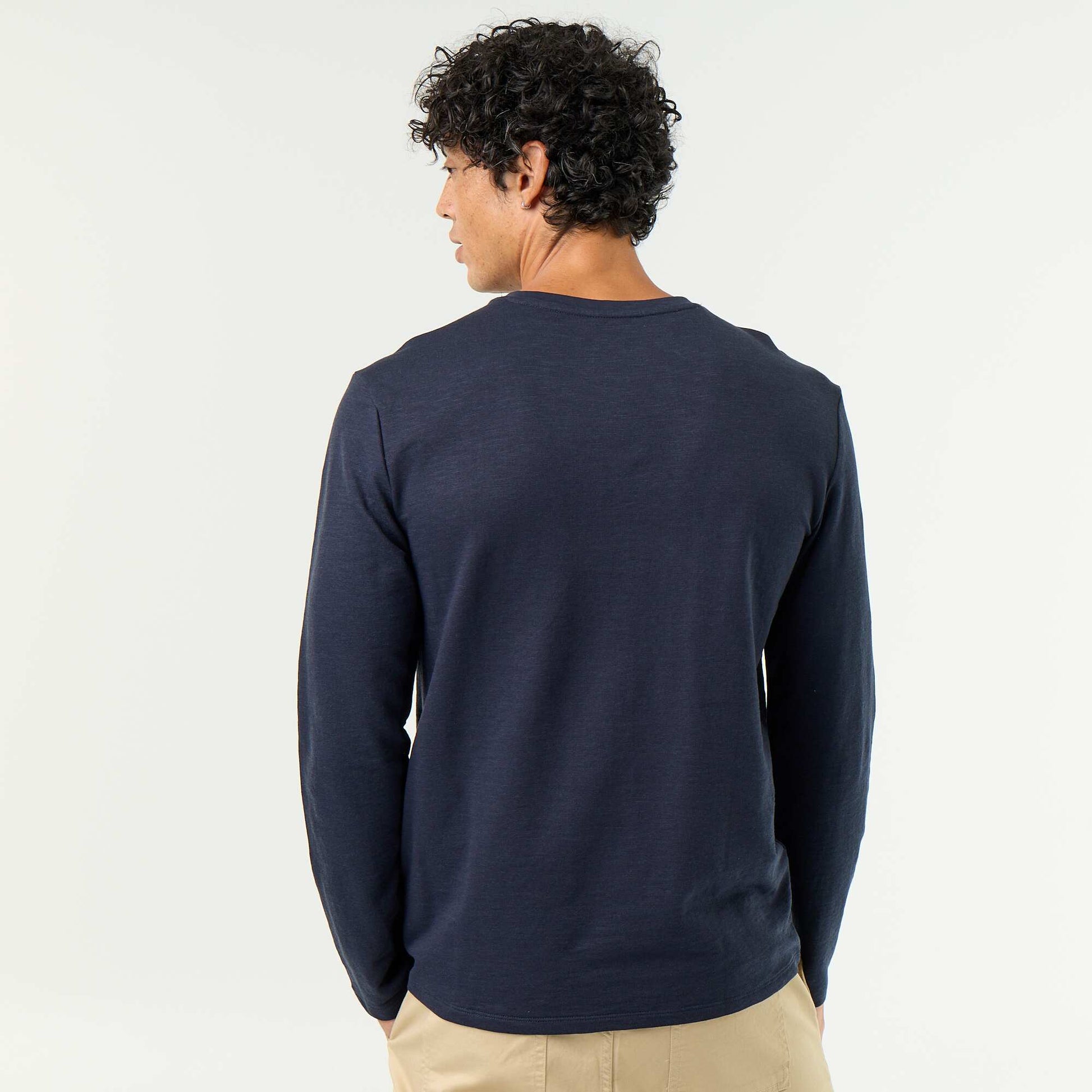 Men's Long-Sleeved Henley T-shirt BLUE