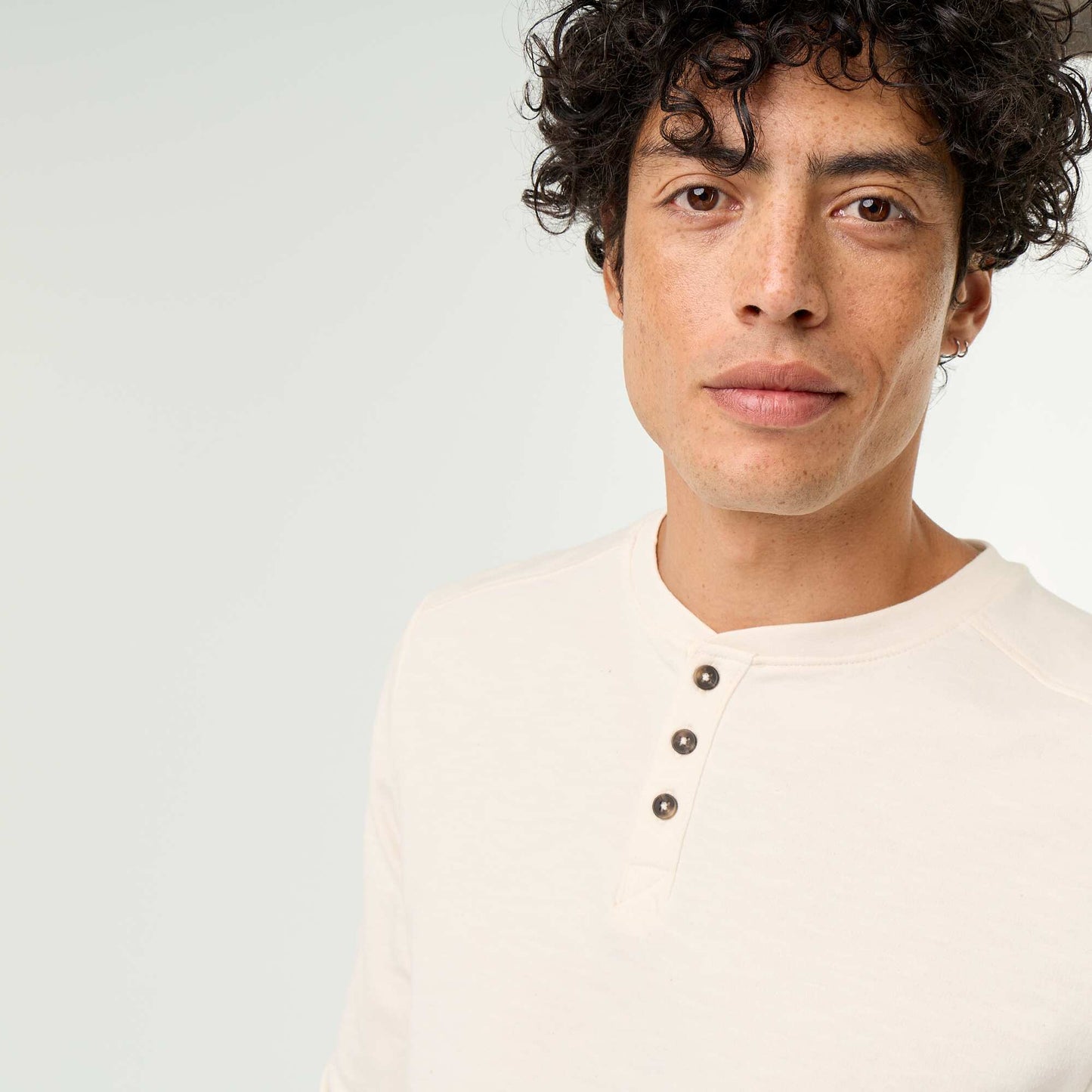 Men's Long-Sleeved Henley T-shirt WHITE