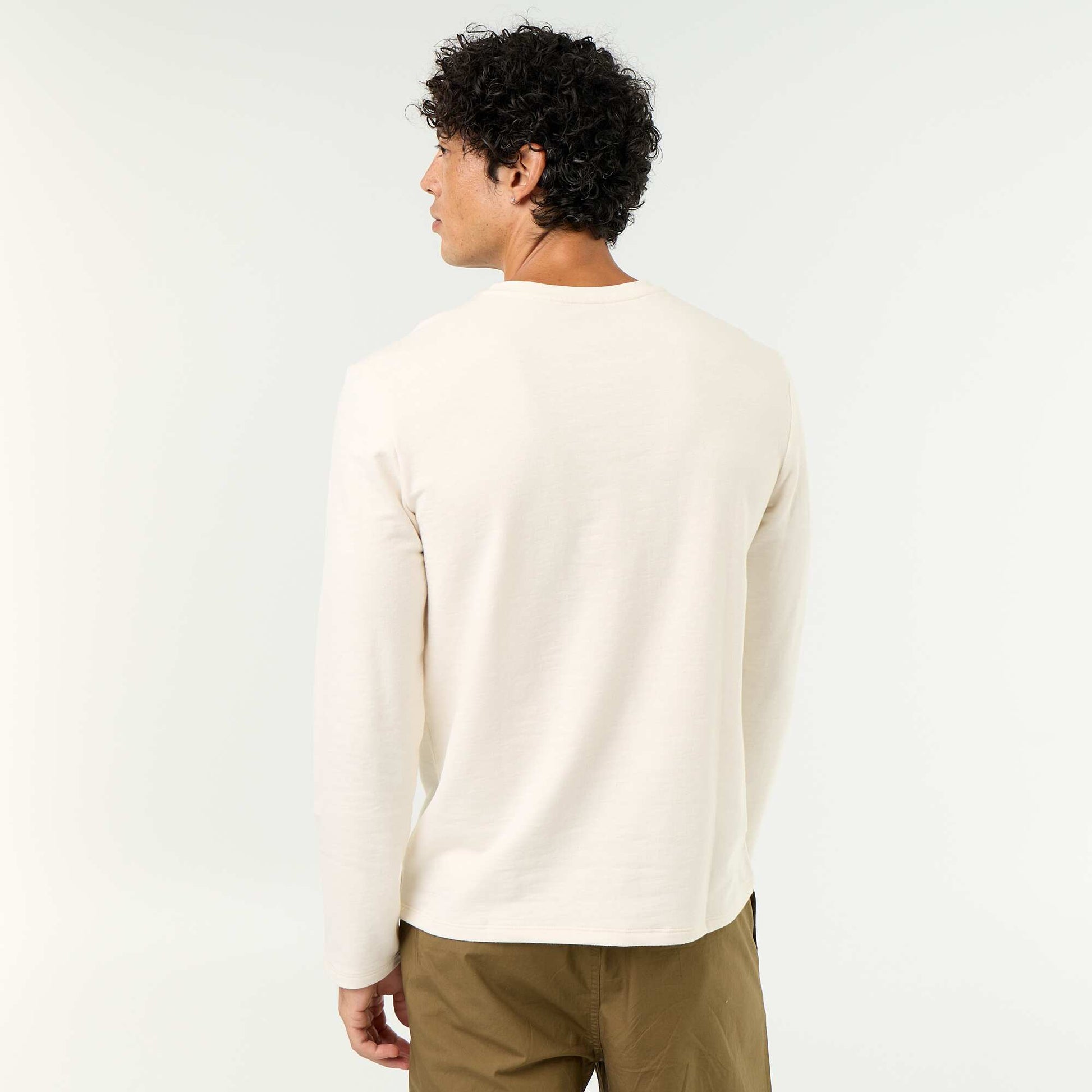Men's Long-Sleeved Henley T-shirt WHITE
