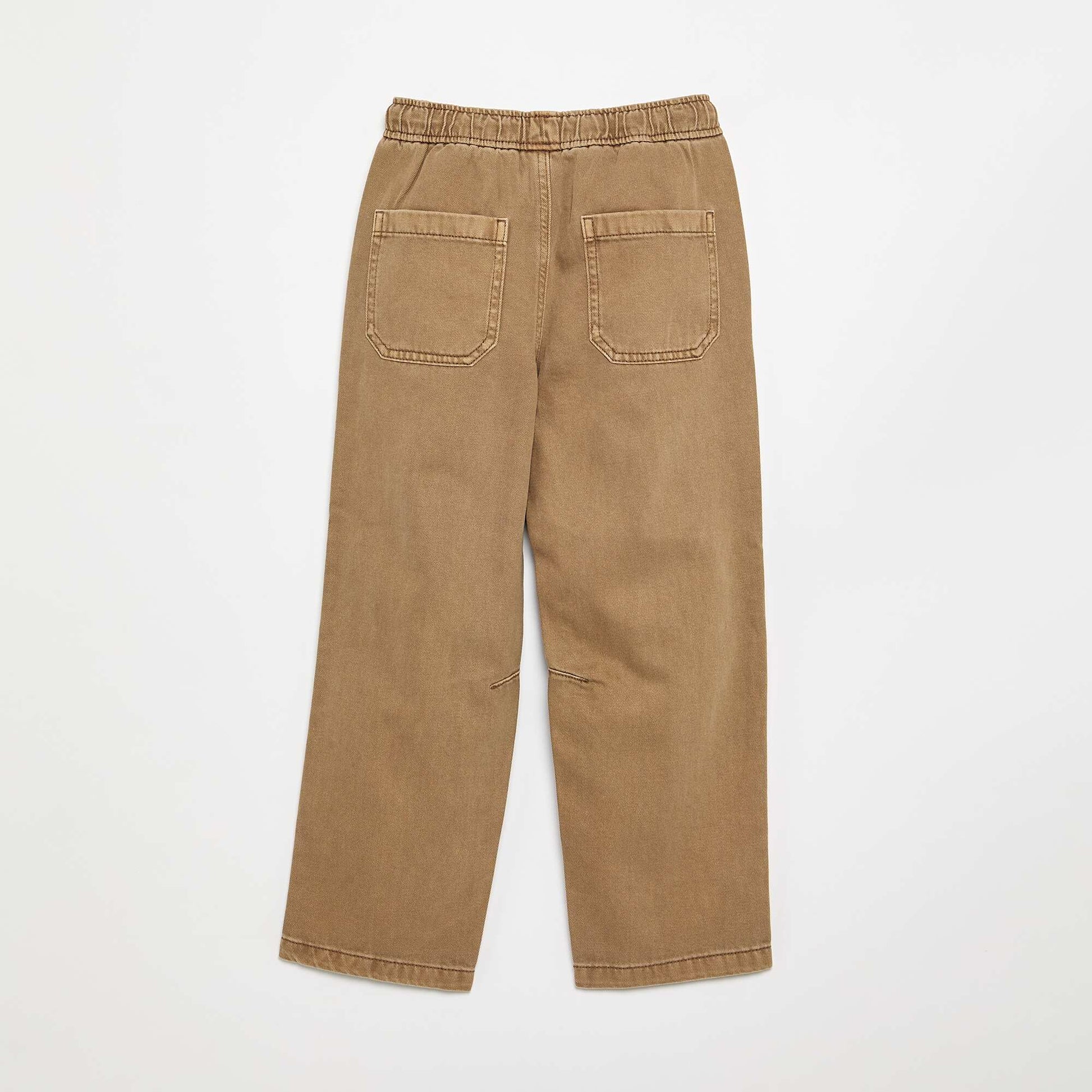 Relaxed Fit Trousers with Elasticated Waist BROWN
