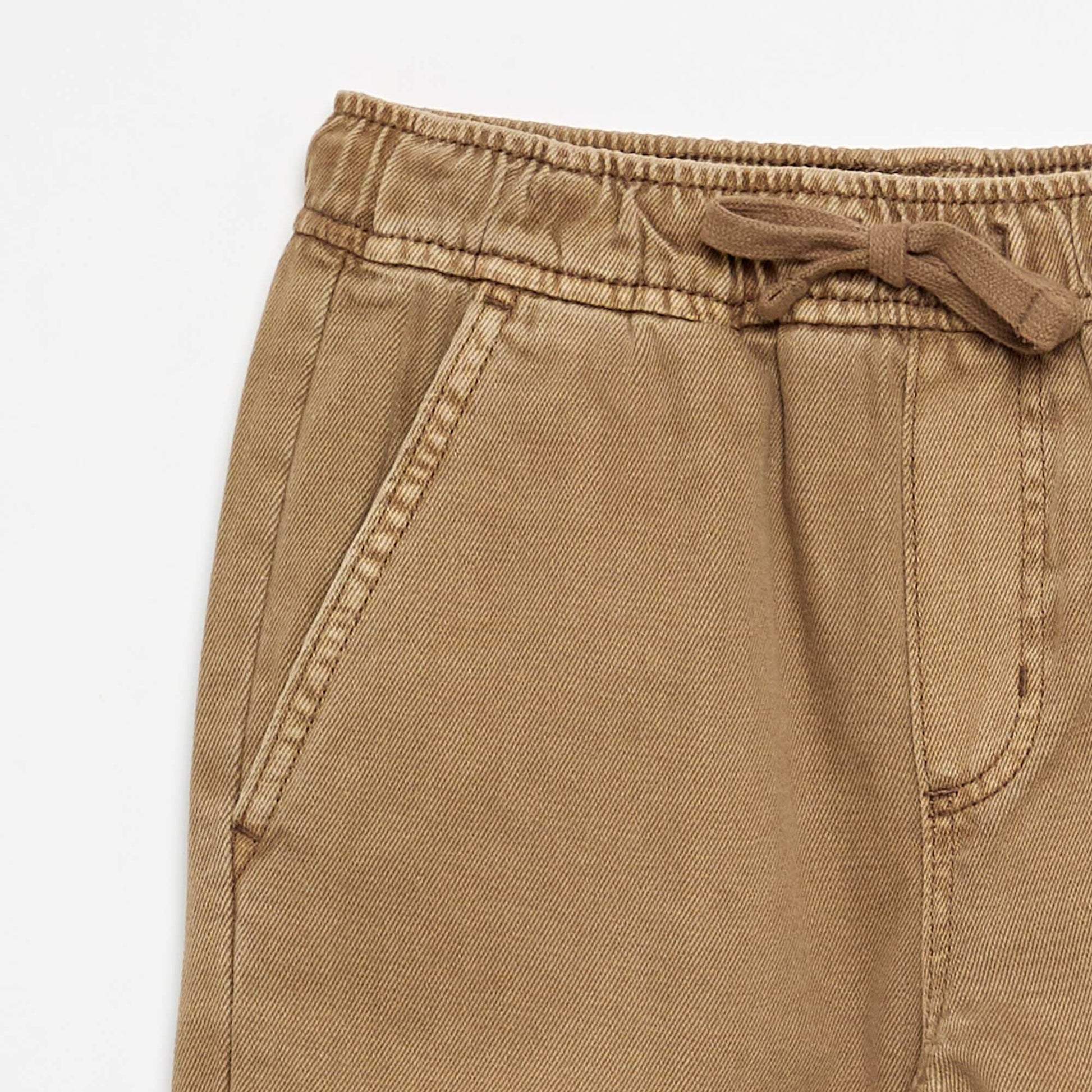 Relaxed Fit Trousers with Elasticated Waist BROWN