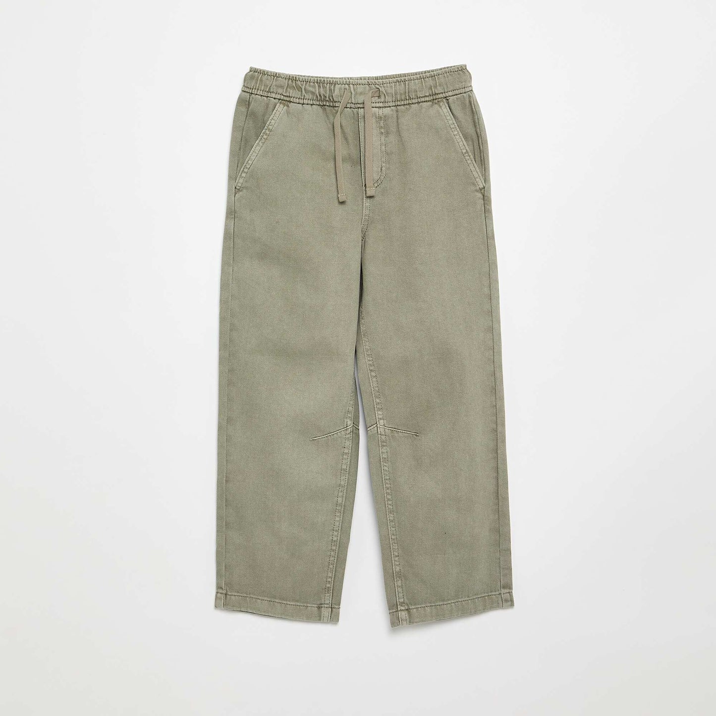 Relaxed Fit Trousers with Elasticated Waist GREEN