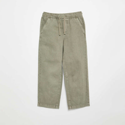 Relaxed Fit Trousers with Elasticated Waist GREEN