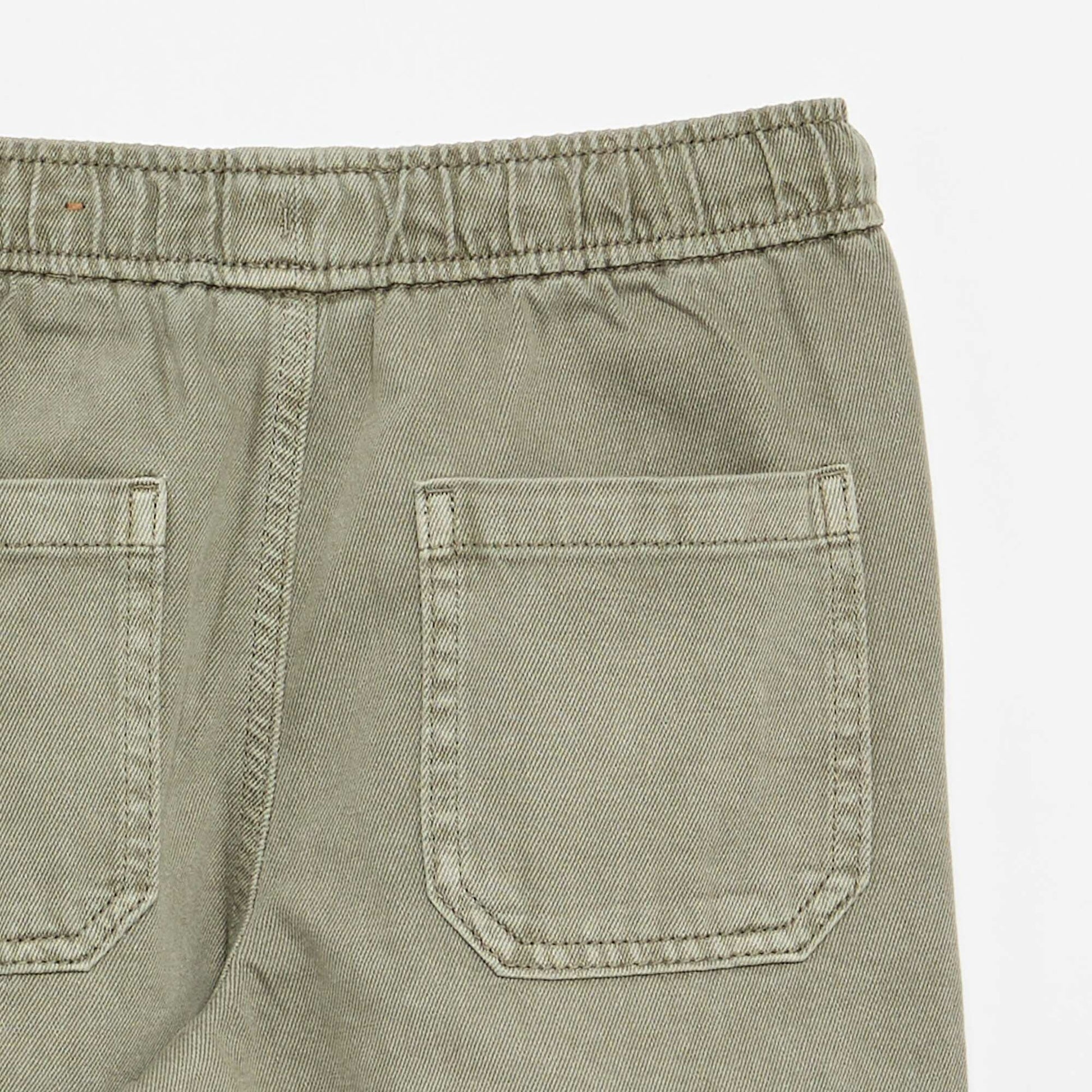 Relaxed Fit Trousers with Elasticated Waist GREEN