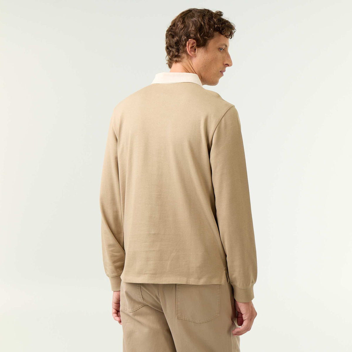 Long-sleeved rugby polo shirt BEIGE