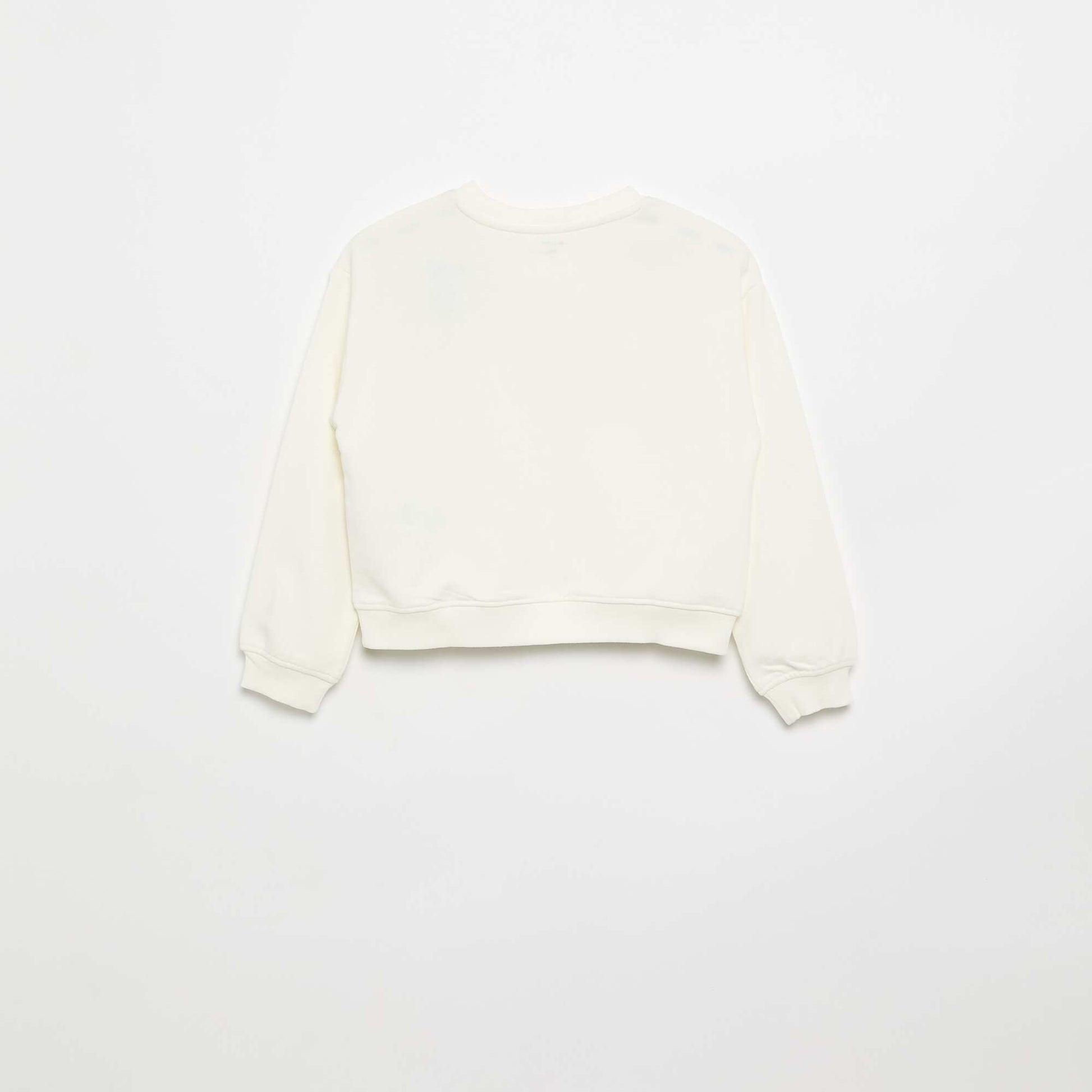 Fleece sweatshirt with chest print WHITE