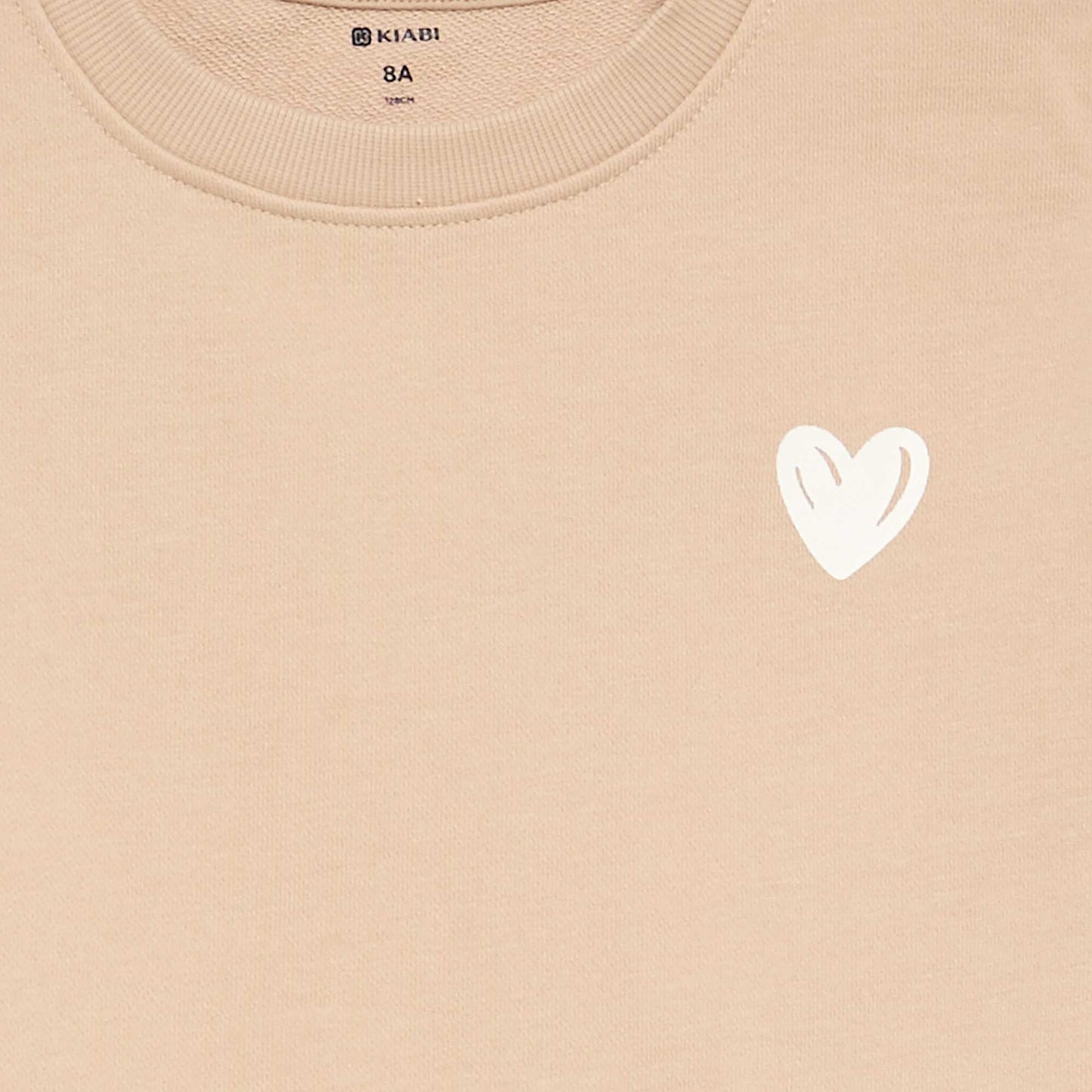 Fleece sweatshirt with chest print BEIGE